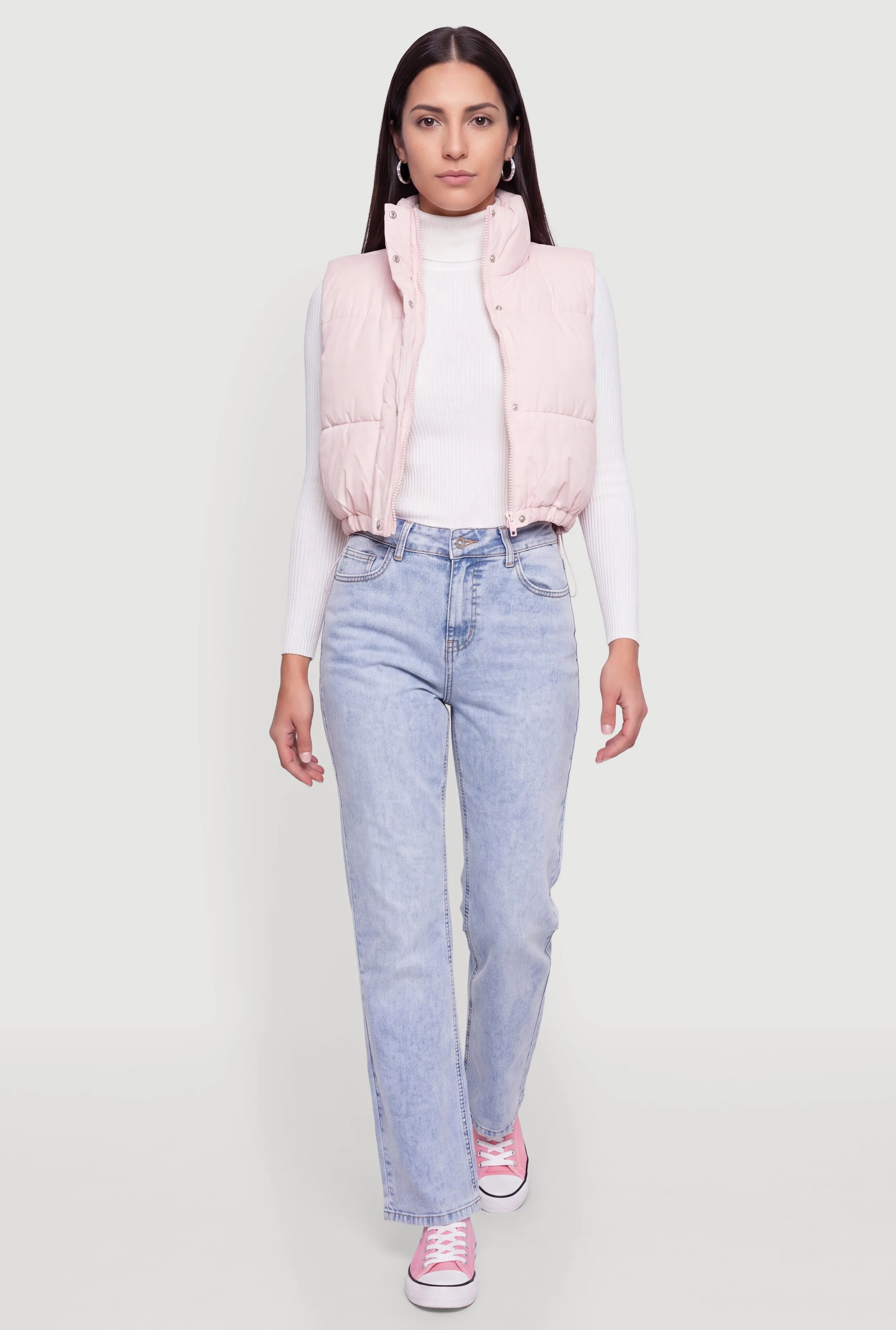Mock Neck Toggle Drawstring Hem Puffer Vest sold by Rainbow product image thumbnail 4