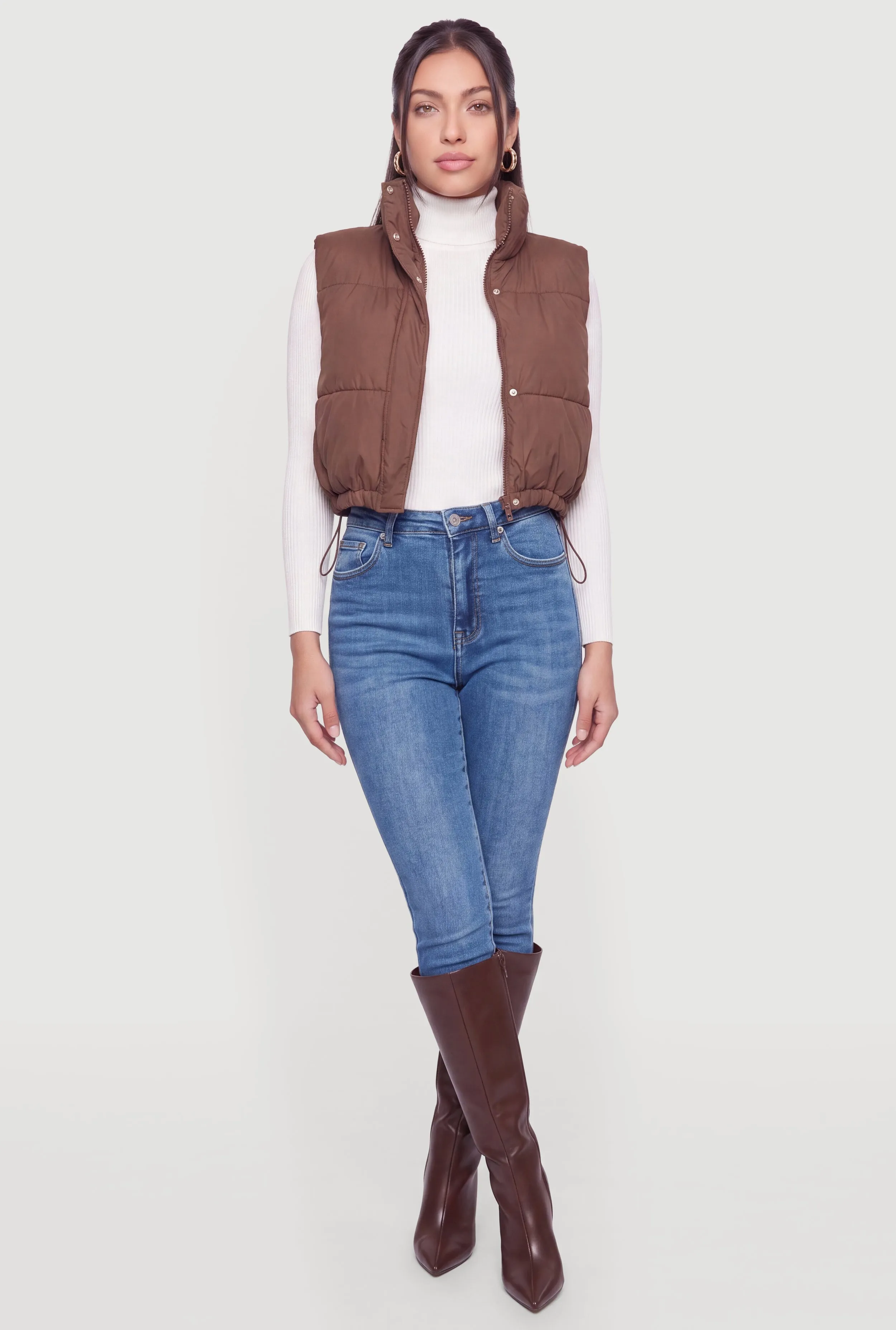 Mock Neck Toggle Drawstring Hem Puffer Vest sold by Rainbow product image thumbnail 2