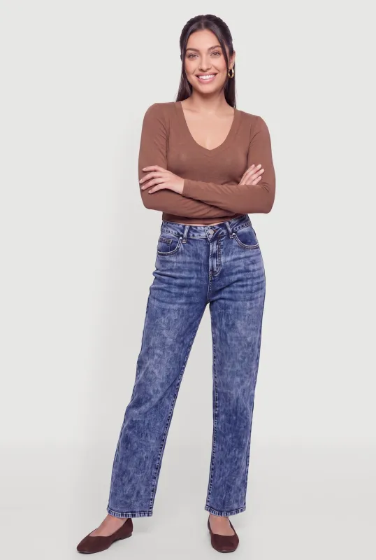 Long Sleeve V Neck Basic Tee made by Ambiance