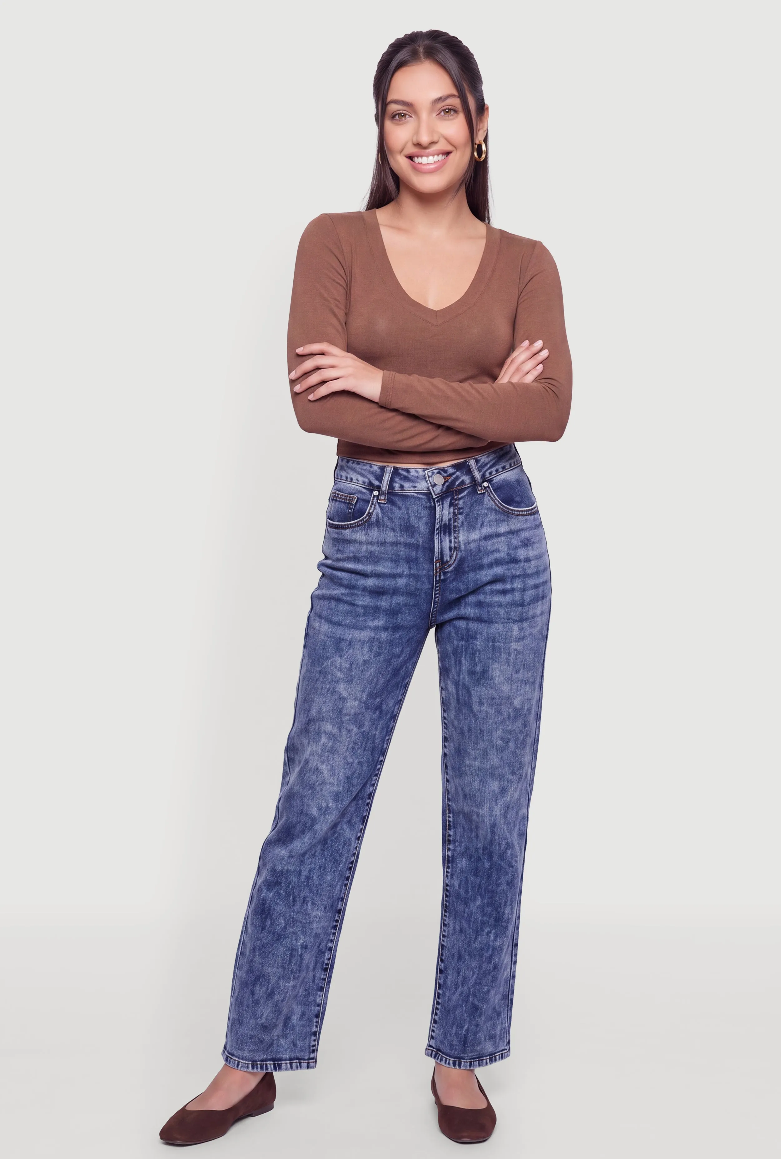 Long Sleeve V Neck Basic Tee sold by Rainbow