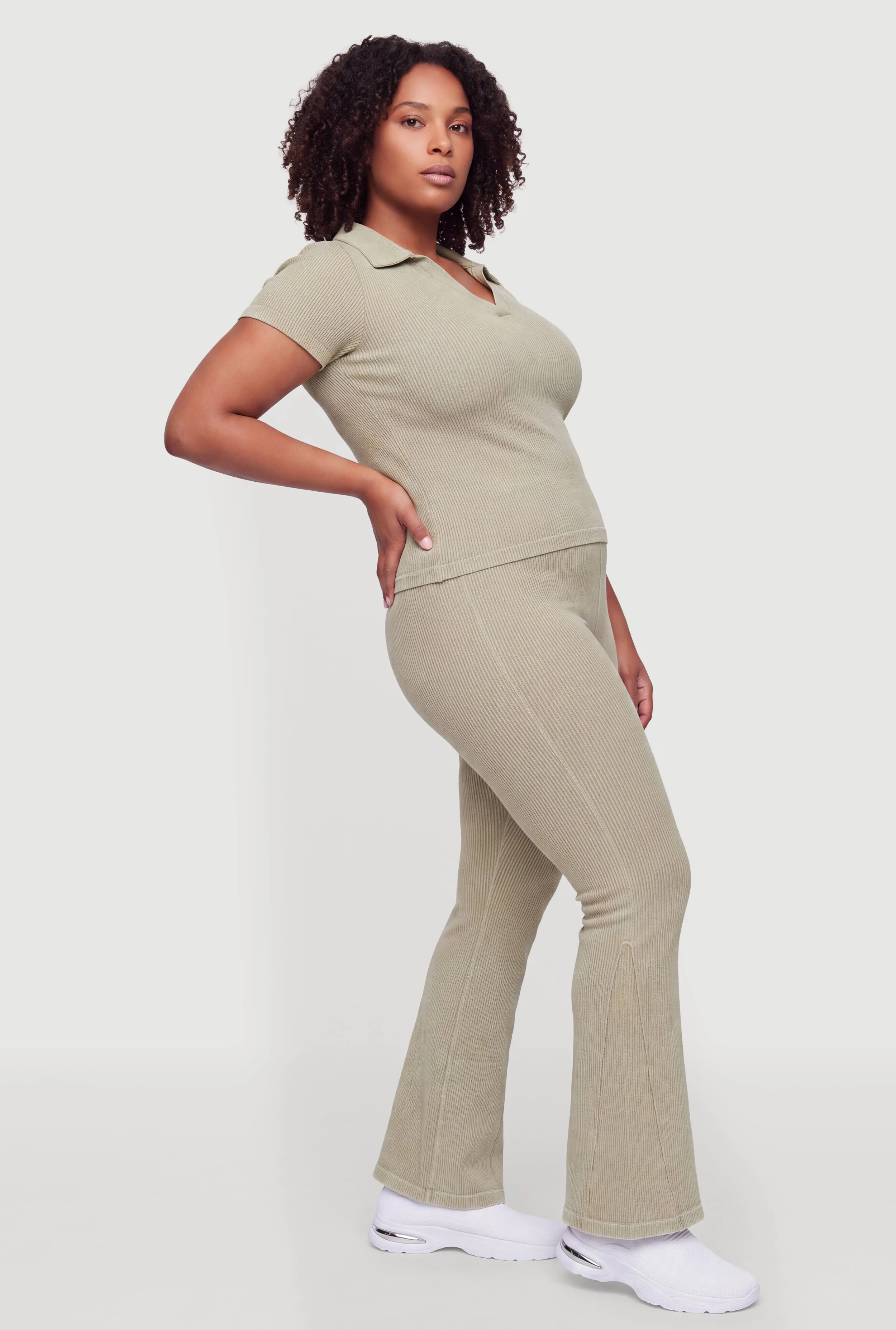 Plus Size Acid Wash High Waisted Boot Cut Pull On Pants sold by Rainbow product image thumbnail 2
