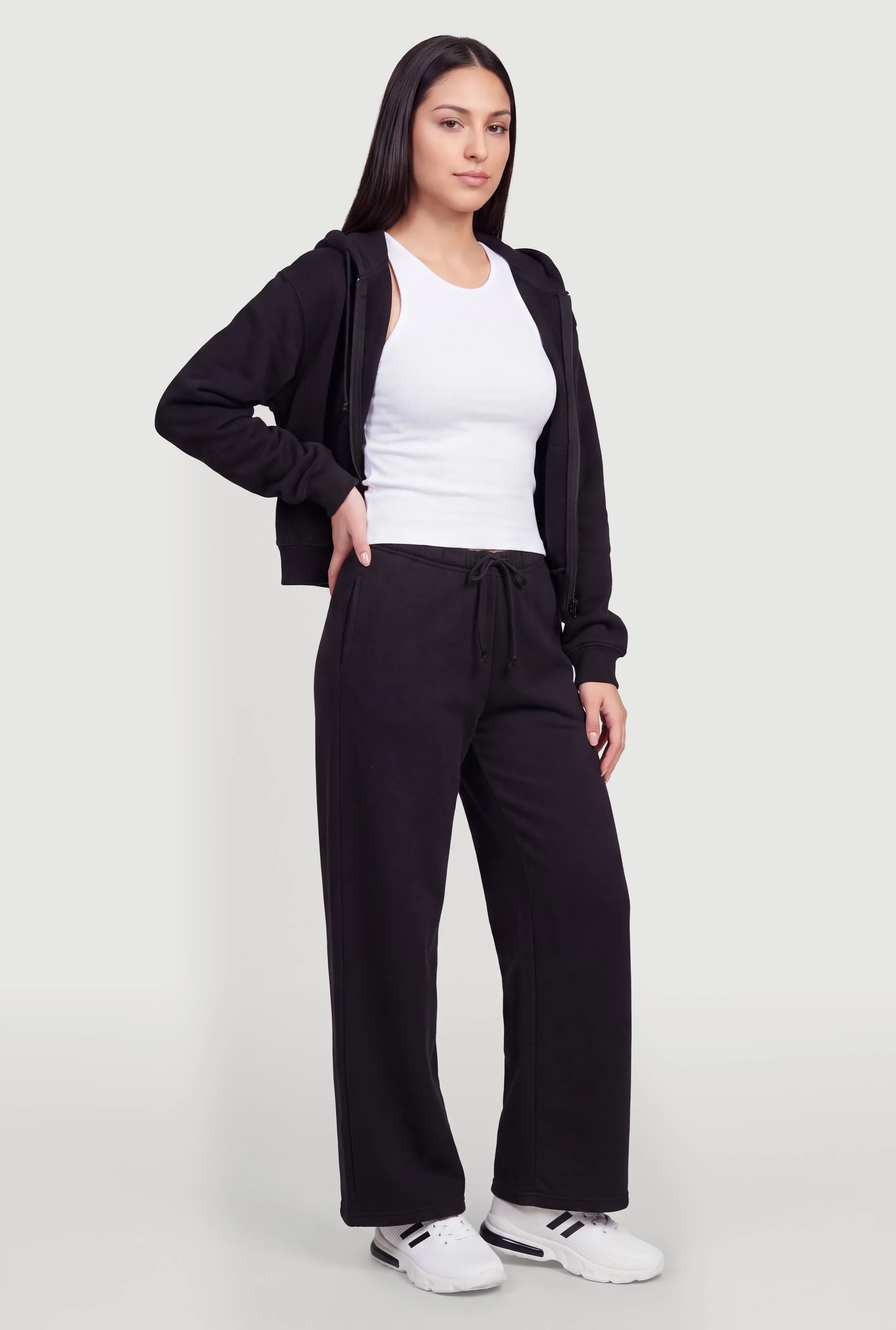 Fleece Lined Drawstring Waist Wide Leg Sweatpants sold by Rainbow product image thumbnail 2