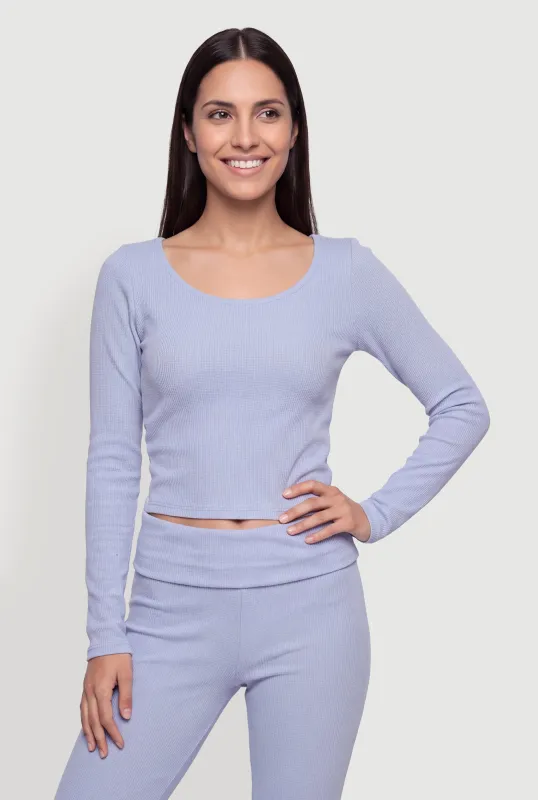 Brushed Knit Side Ruched Long Sleeve Top made by Almost Famous