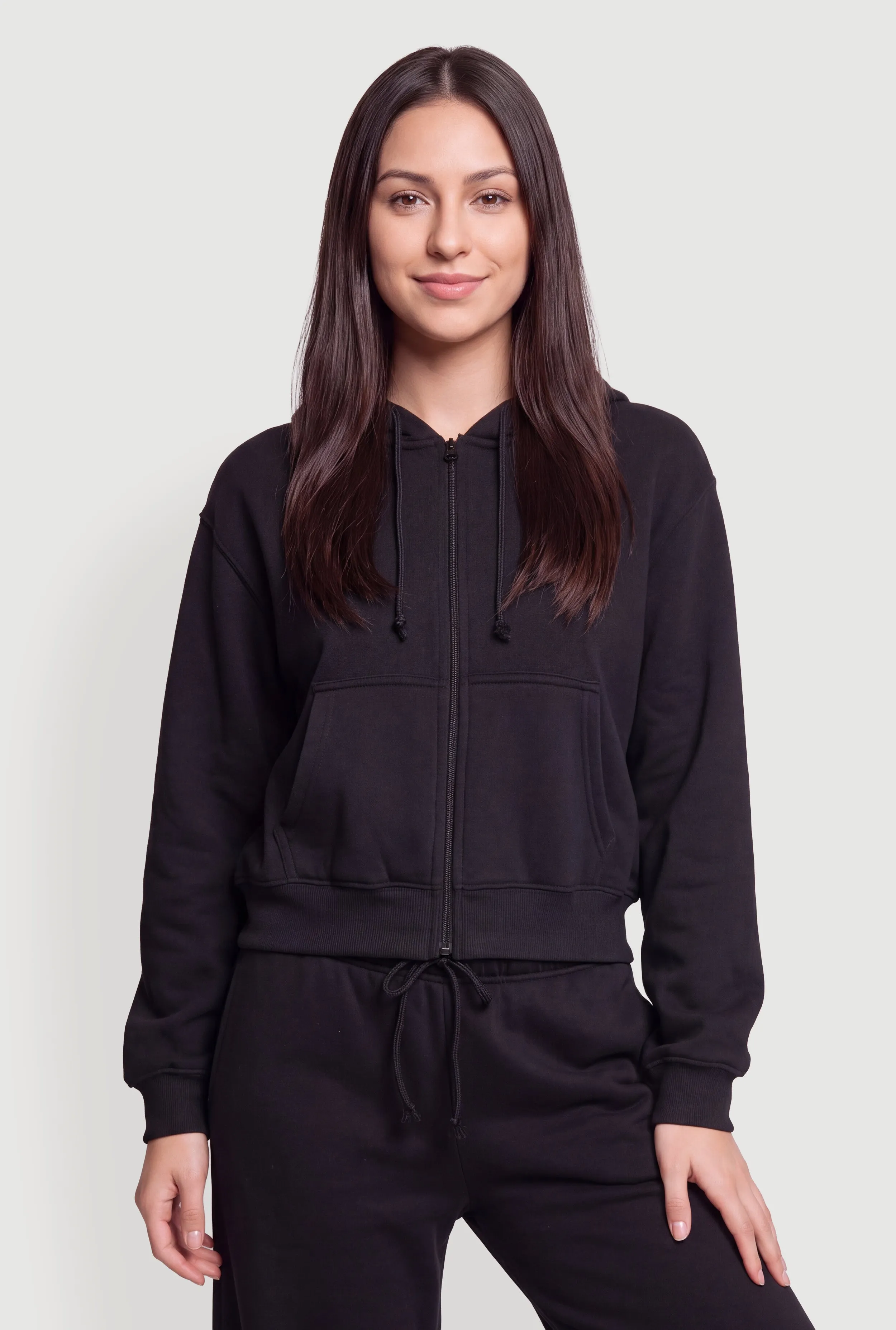 Fleece Lined Zip Front Drawstring Hoodie sold by Rainbow