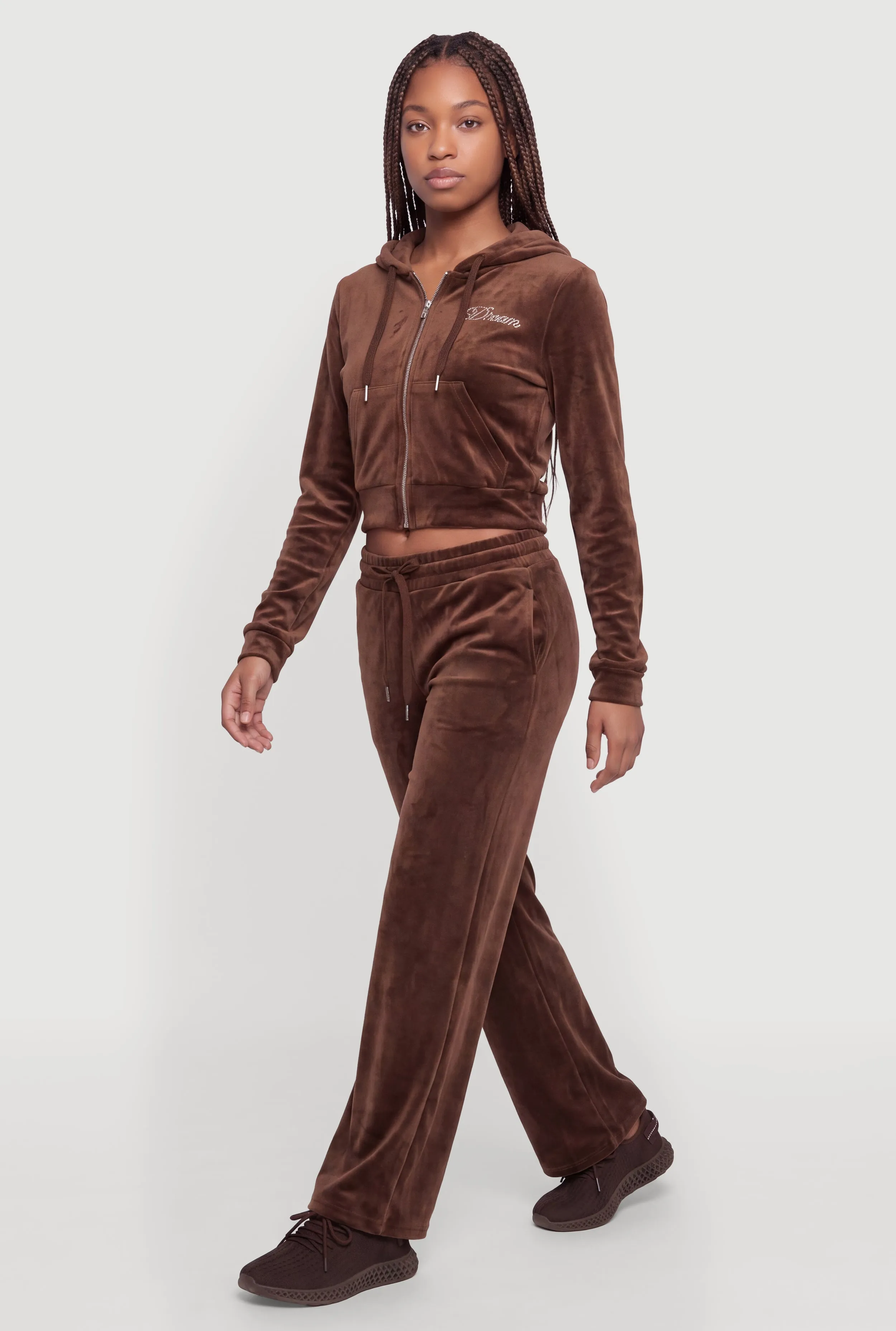 Rhinestone Dream Graphic Velour Wide Leg Pants sold by Rainbow product image thumbnail 4