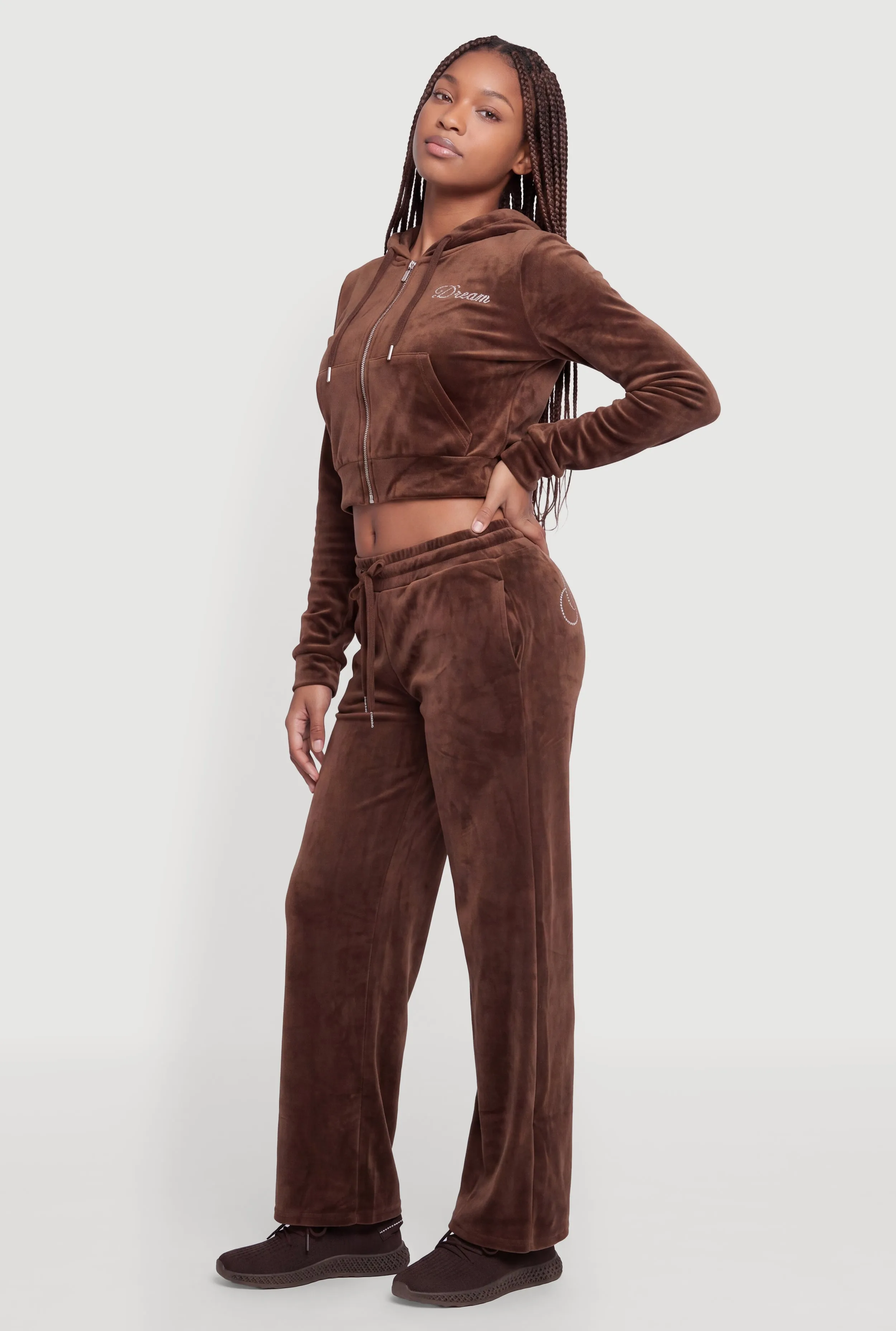 Rhinestone Dream Graphic Velour Zip Front Hoodie sold by Rainbow product image thumbnail 2