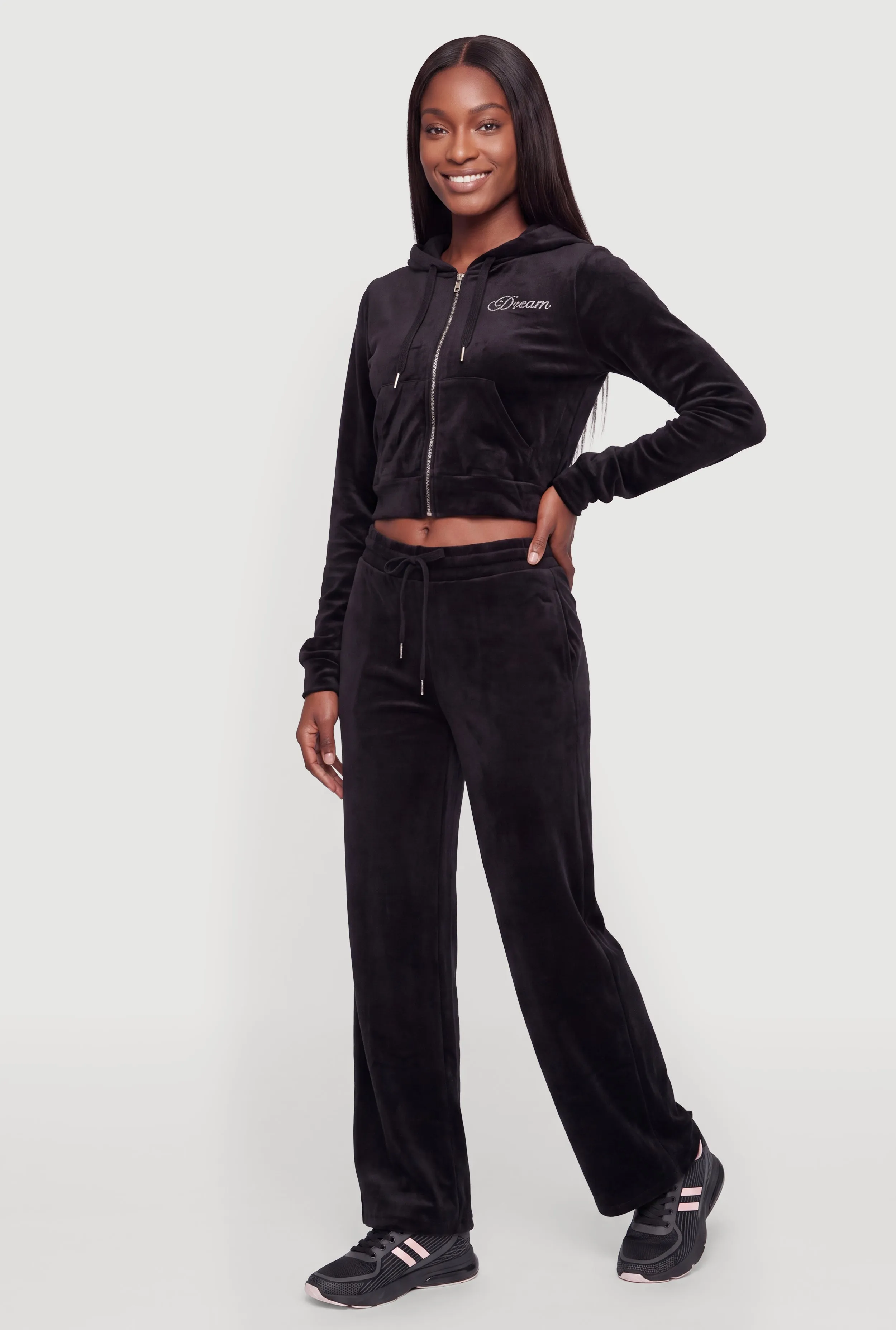 Rhinestone Dream Graphic Velour Zip Front Hoodie sold by Rainbow product image thumbnail 3