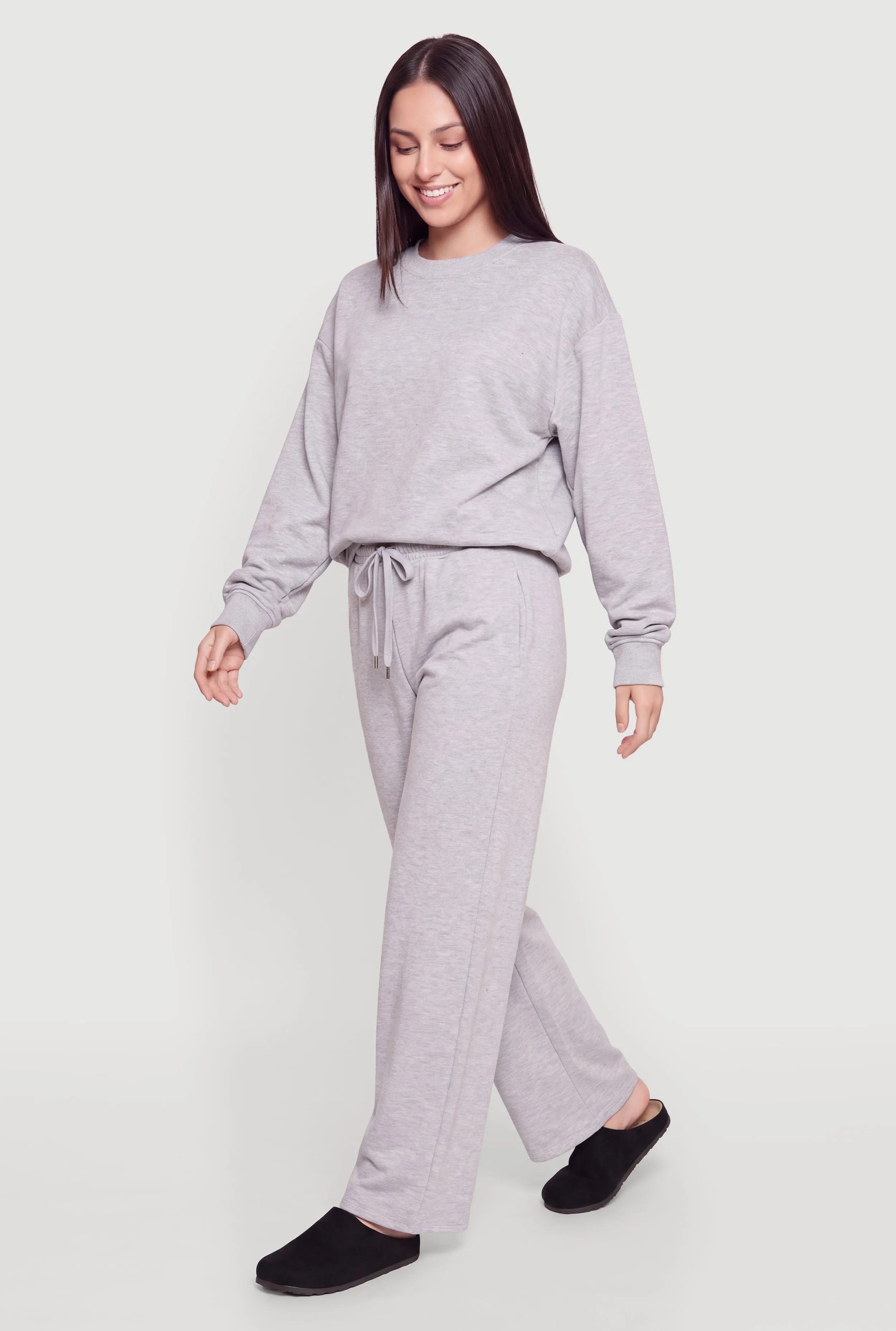 Drawstring Waist Fleece Lined Wide Leg Pants sold by Rainbow