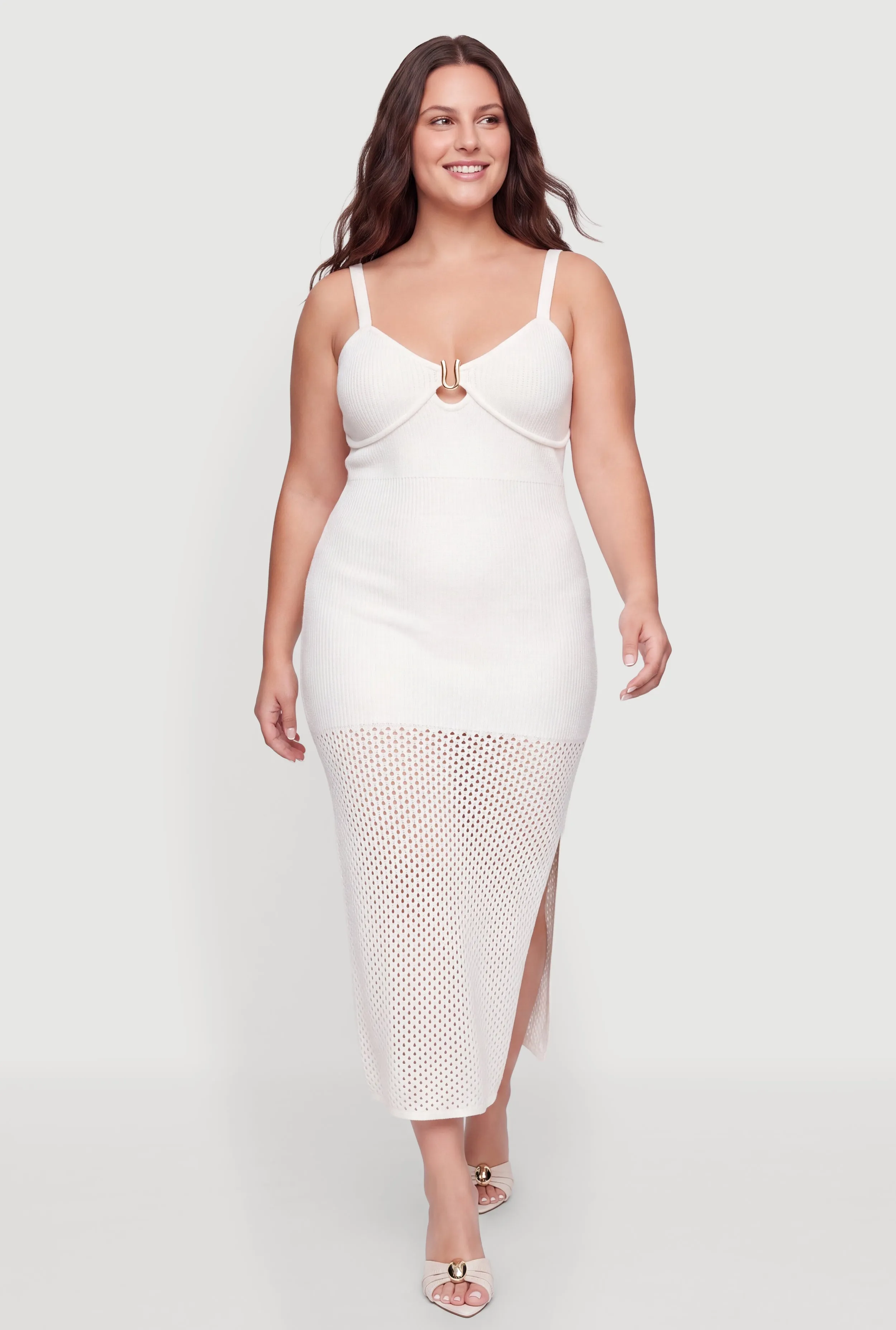 Plus Size Side Slit Keyhole Back Detail Sweater Dress sold by Rainbow product image thumbnail 4