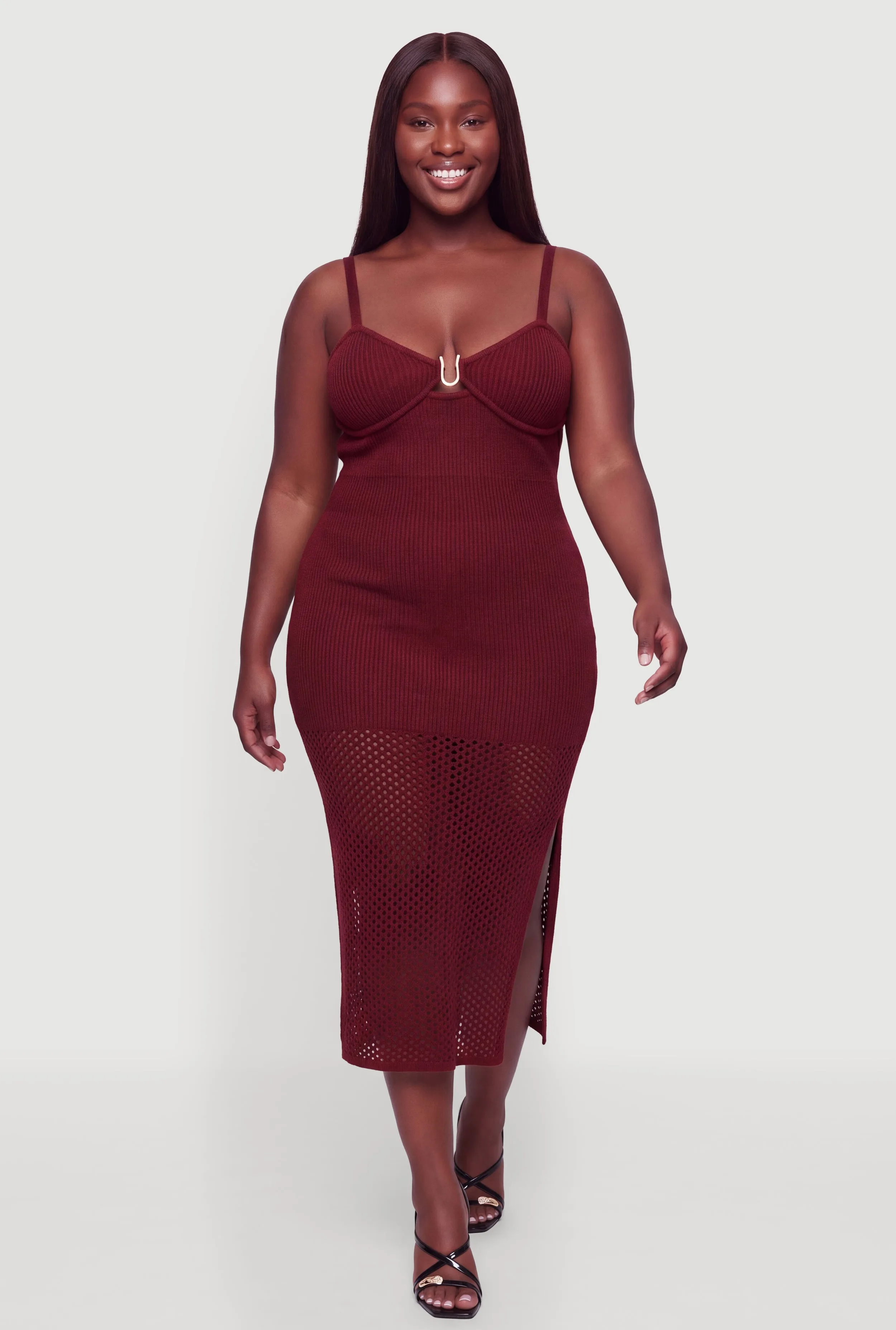 Plus Size Side Slit Keyhole Back Detail Sweater Dress sold by Rainbow product image thumbnail 2