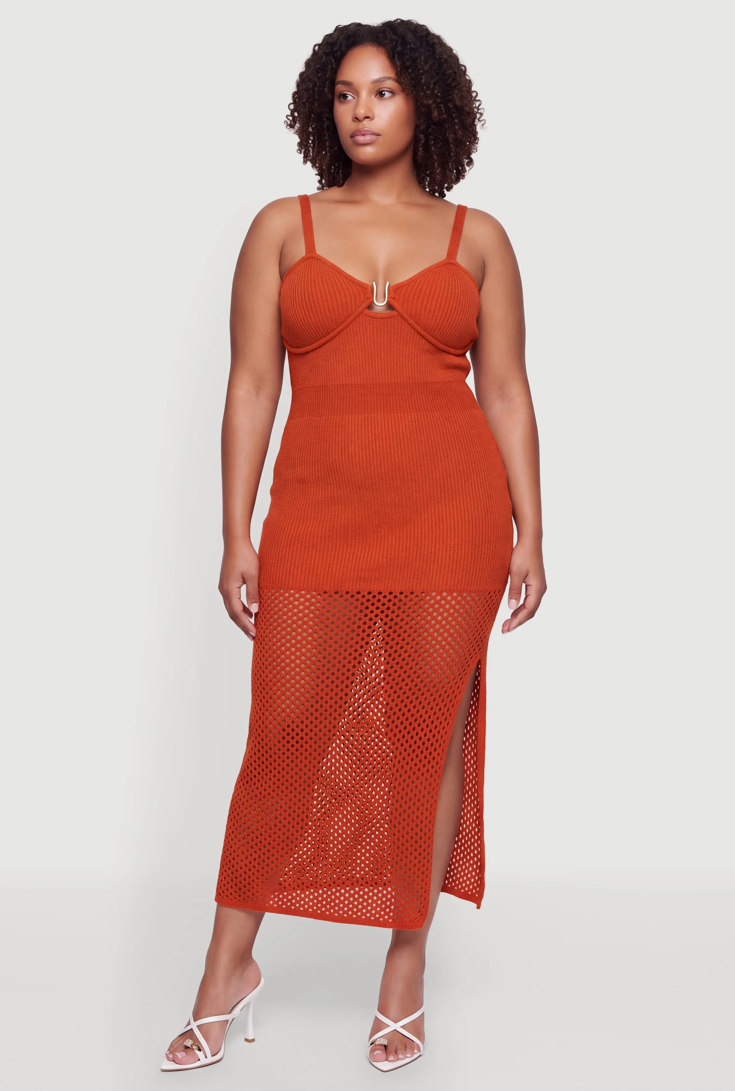Plus Size Side Slit Keyhole Back Detail Sweater Dress sold by Rainbow product image thumbnail 5
