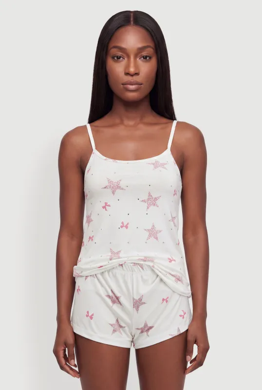 Bow Star Print Pajama Cami and Shorts made by Rainbow