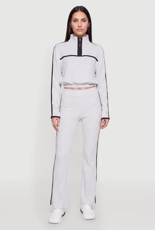 Contrast Side Stripe Flare Pants made by Rainbow