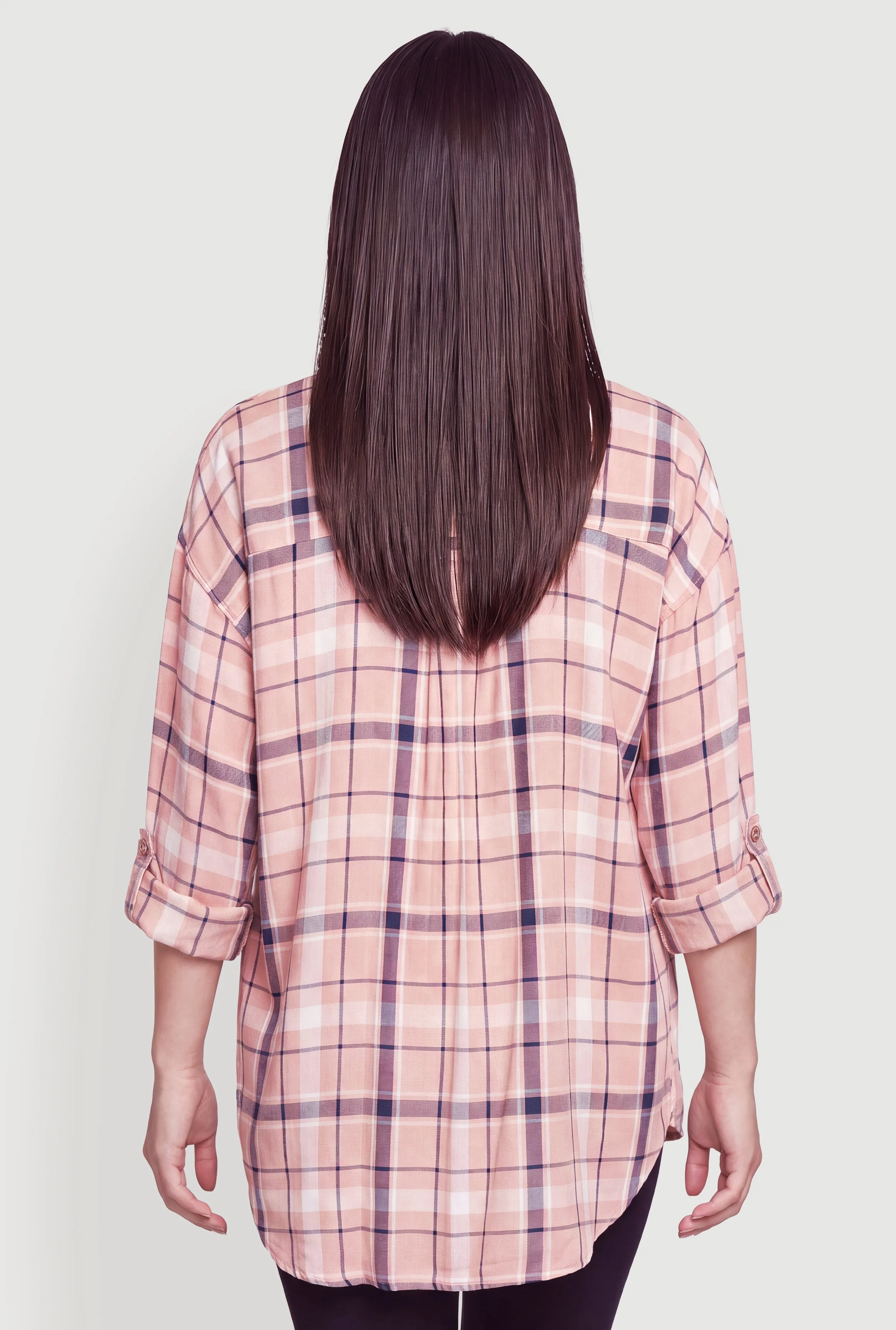 Plaid Roll Tab Sleeve Button Front Shirt sold by Rainbow product image thumbnail 5