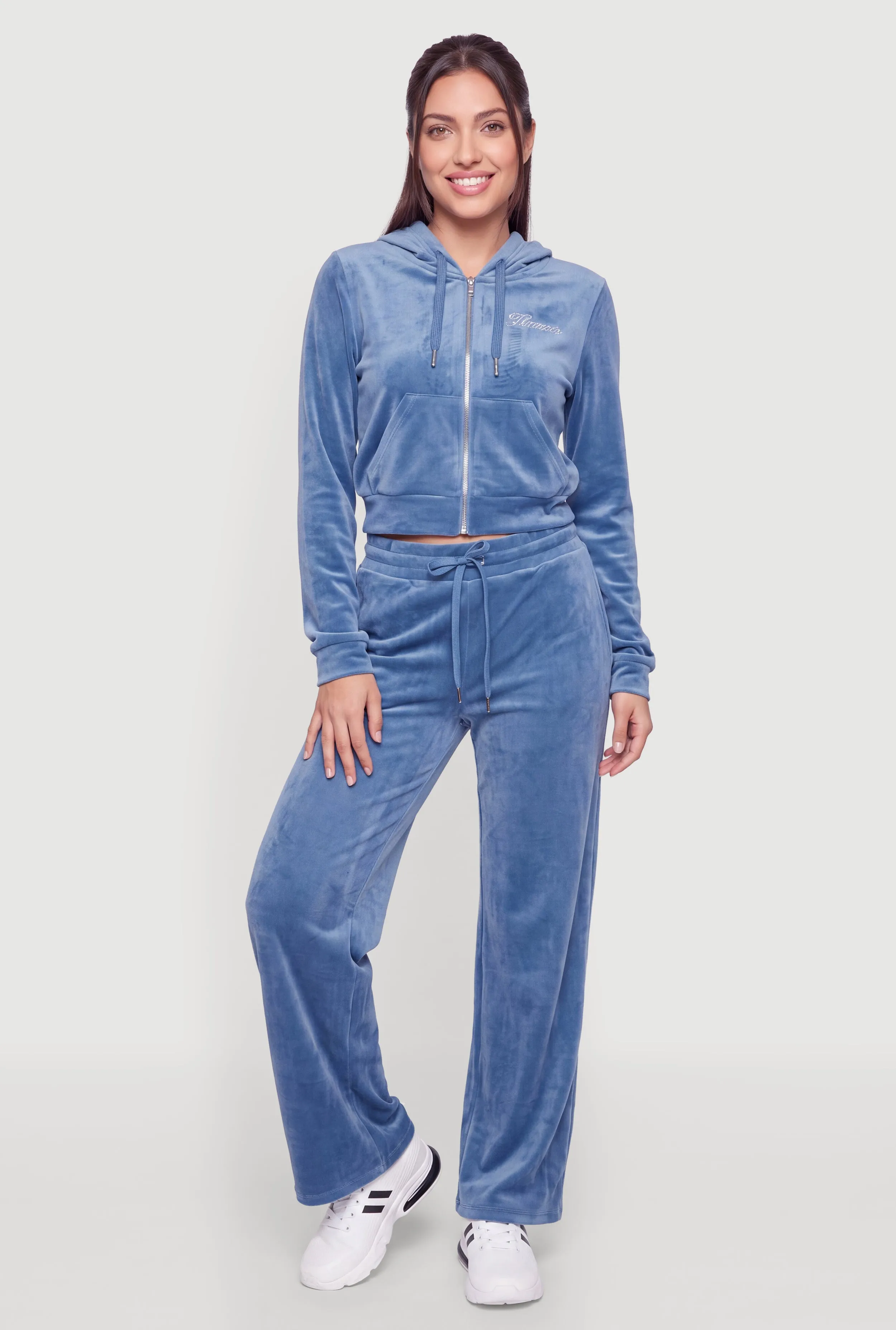 Rhinestone Dream Graphic Velour Zip Front Hoodie sold by Rainbow product image thumbnail 2