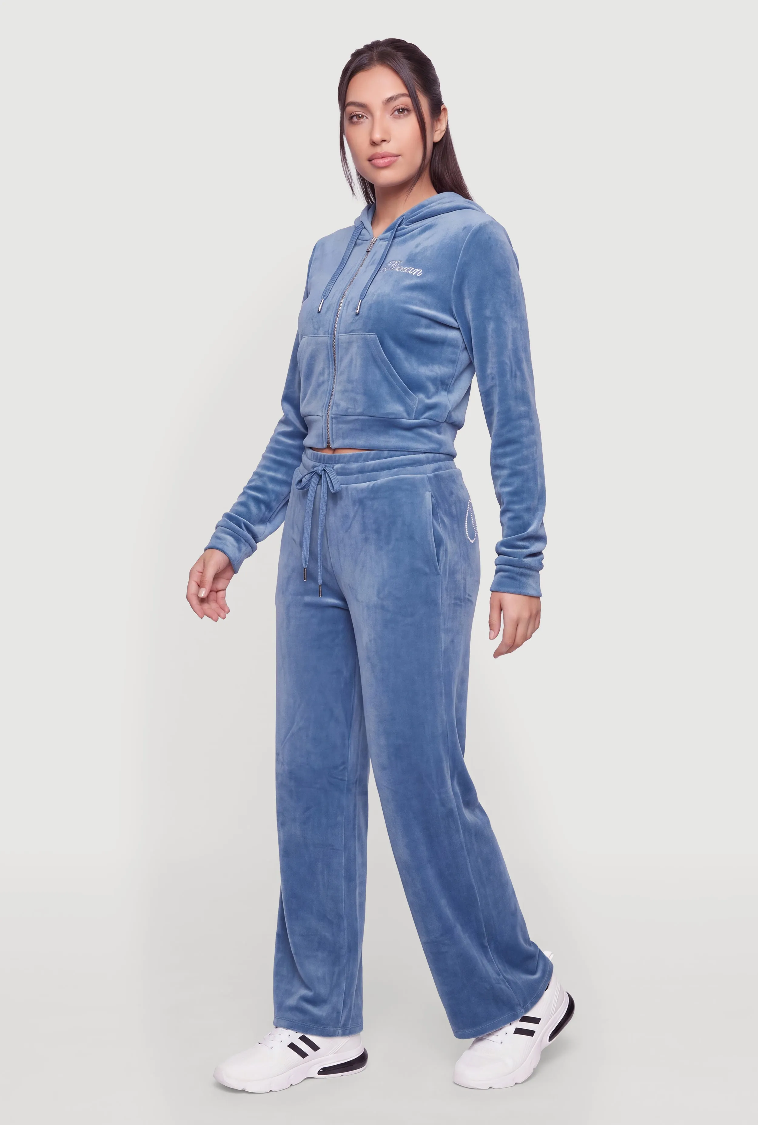 Rhinestone Dream Graphic Velour Zip Front Hoodie sold by Rainbow product image thumbnail 3