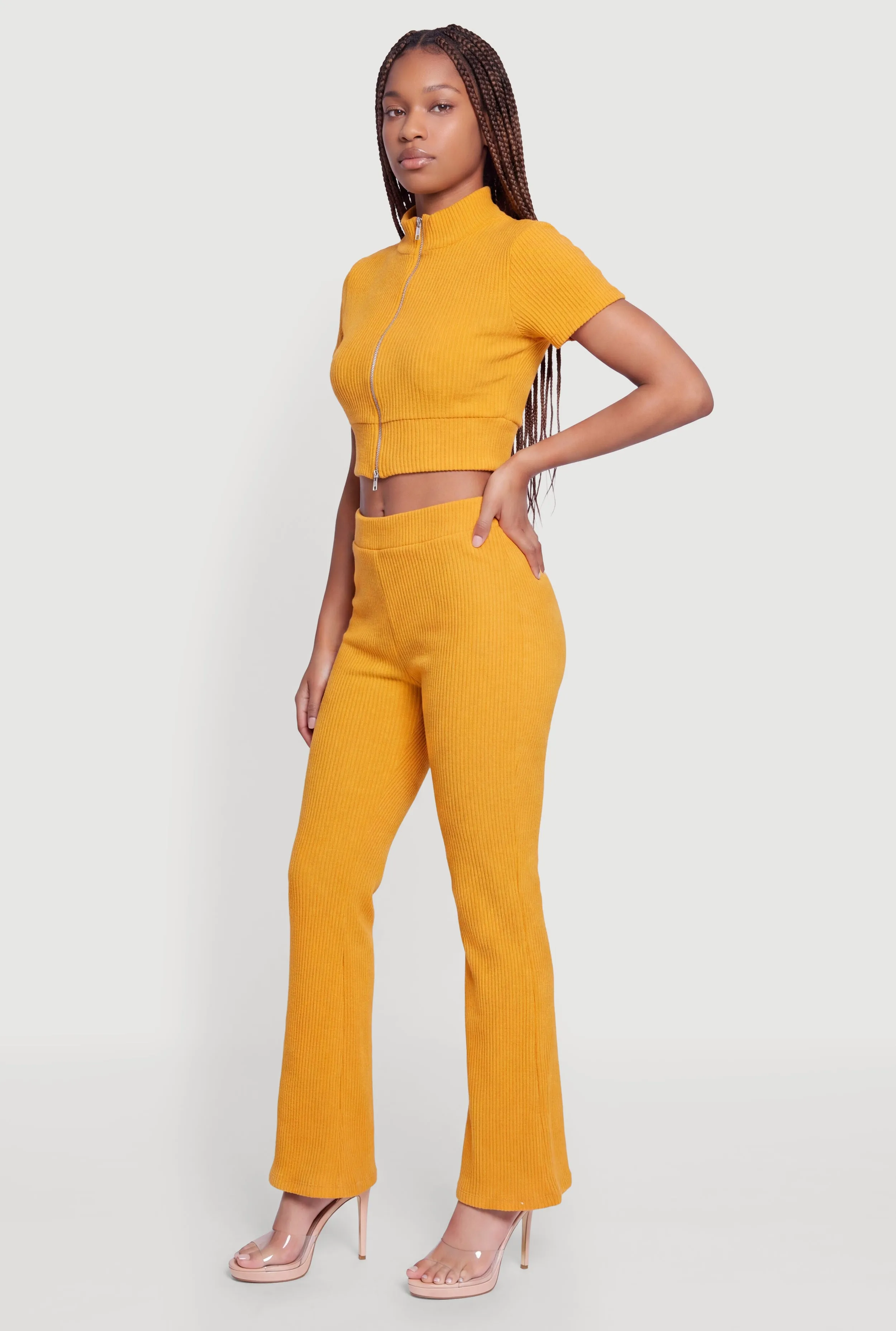 Brushed Ribbed Knit Flare Pants sold by Rainbow product image thumbnail 2