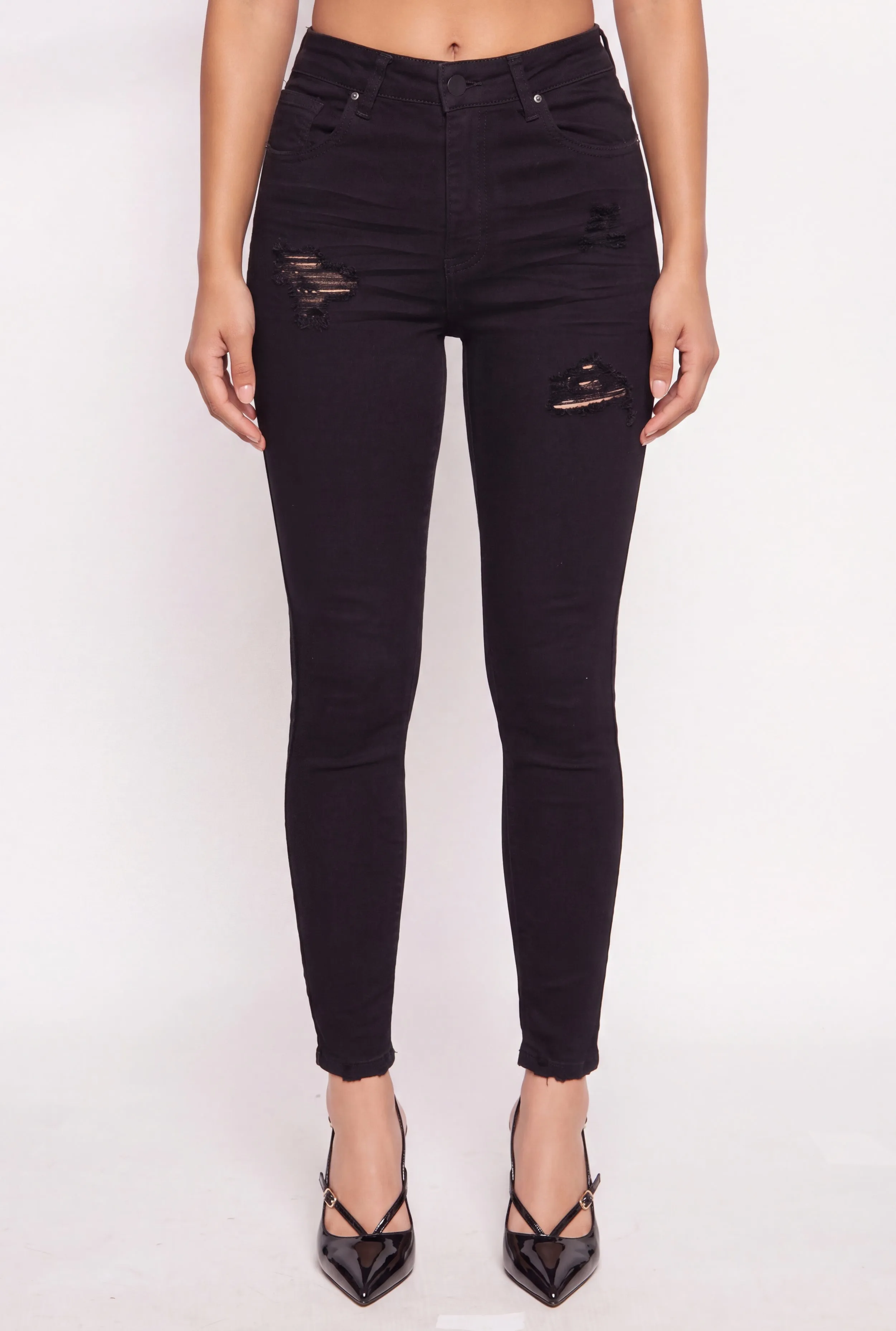 WAX Cropped Distressed Skinny Jeans sold by Rainbow product image thumbnail 3