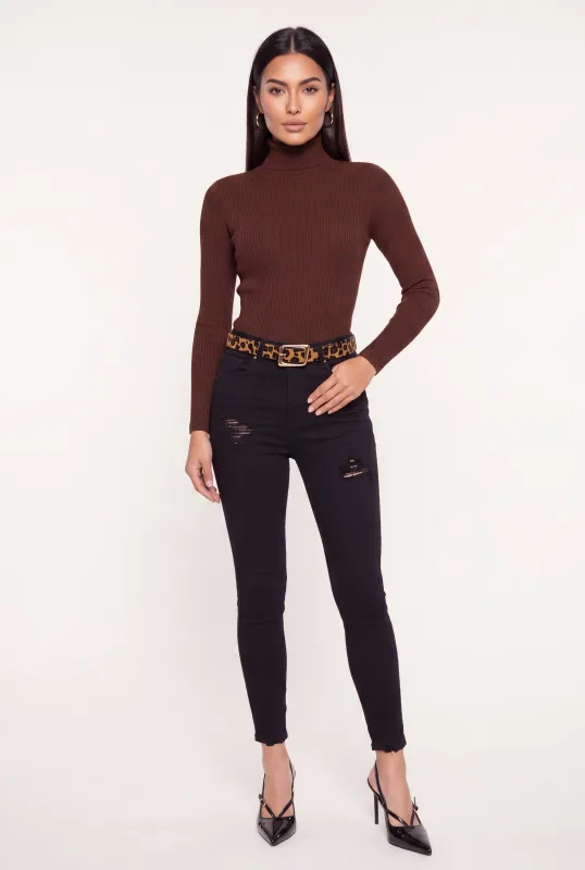 WAX Cropped Distressed Skinny Jeans made by Rainbow