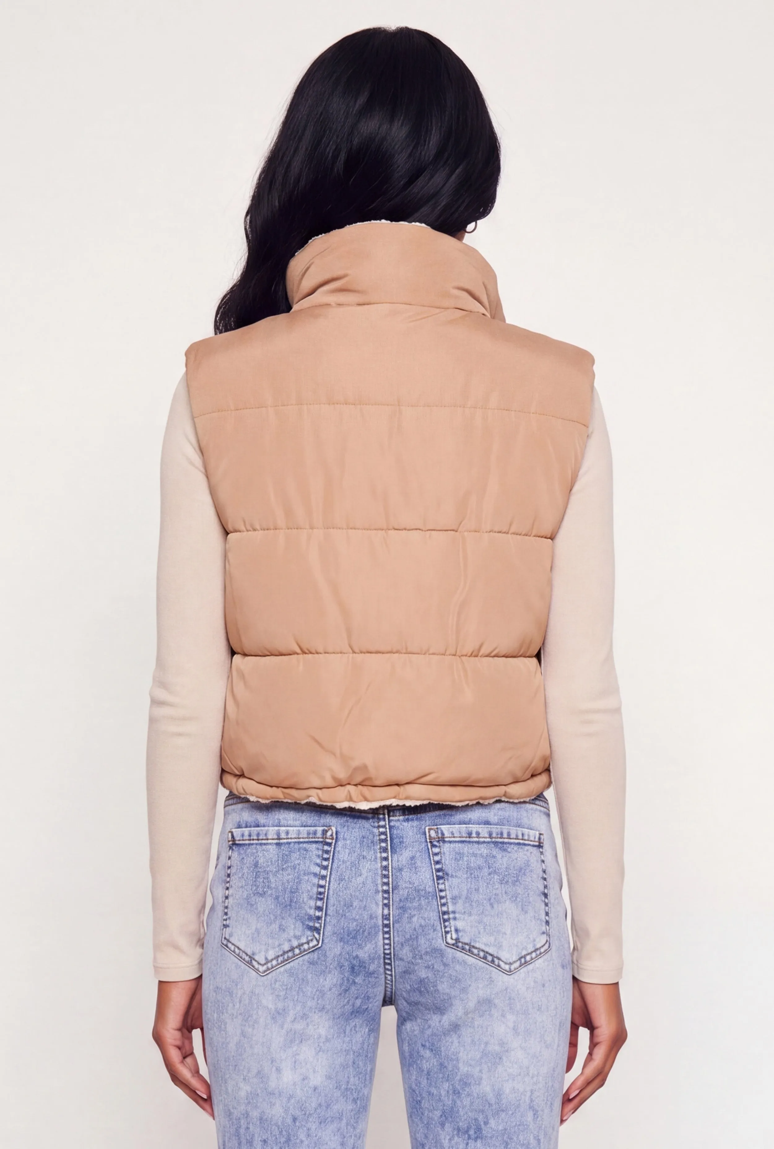 Sherpa Lined Toggle Drawstring Hem Puffer Vest sold by Rainbow product image thumbnail 5