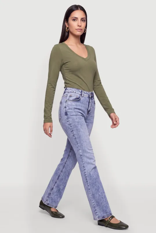 Long Sleeve V Neck Basic Tee made by Ambiance