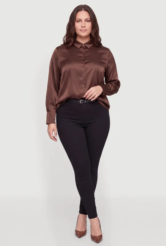 Plus Size High Waist Pull On Belted Dress Pants made by Rainbow