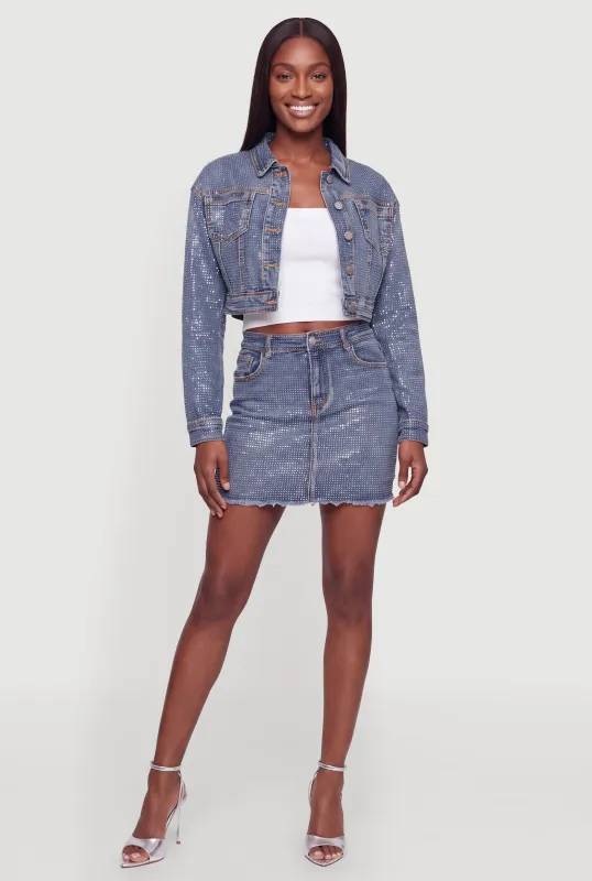 Rhinestone Denim Mini Skirt made by Daisy