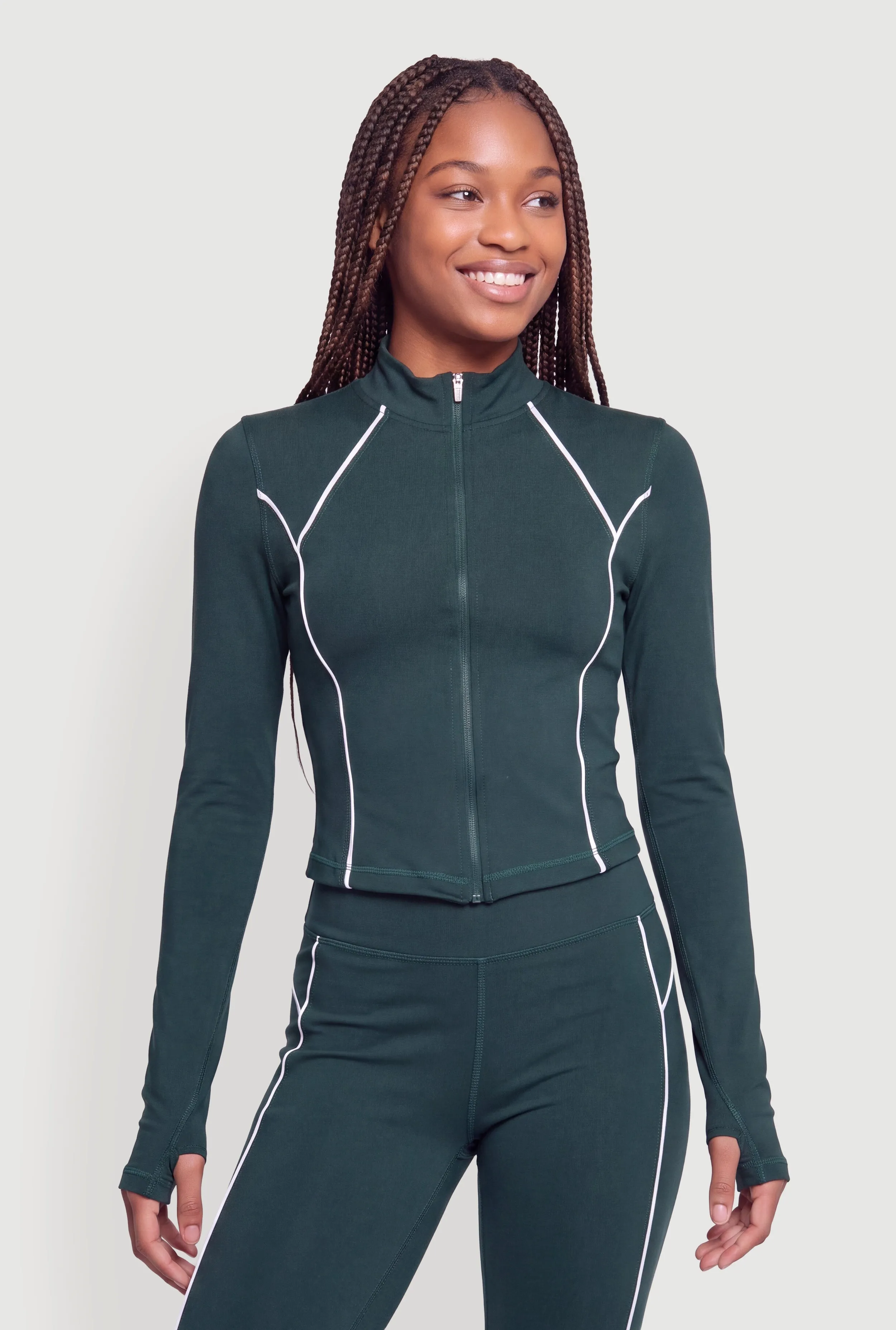 Contrast Piping Zip Up Active Jacket with Thumb Holes sold by Rainbow product image thumbnail 4