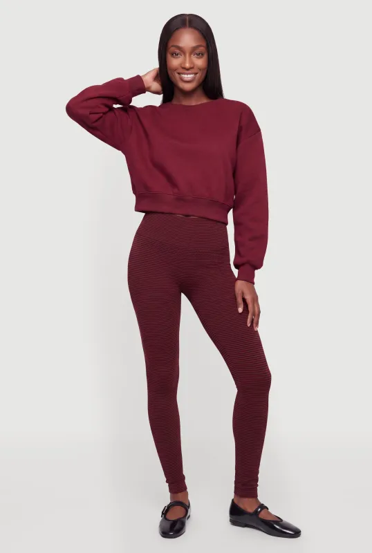 Striped Pattern Textured Seamless Leggings made by Rainbow