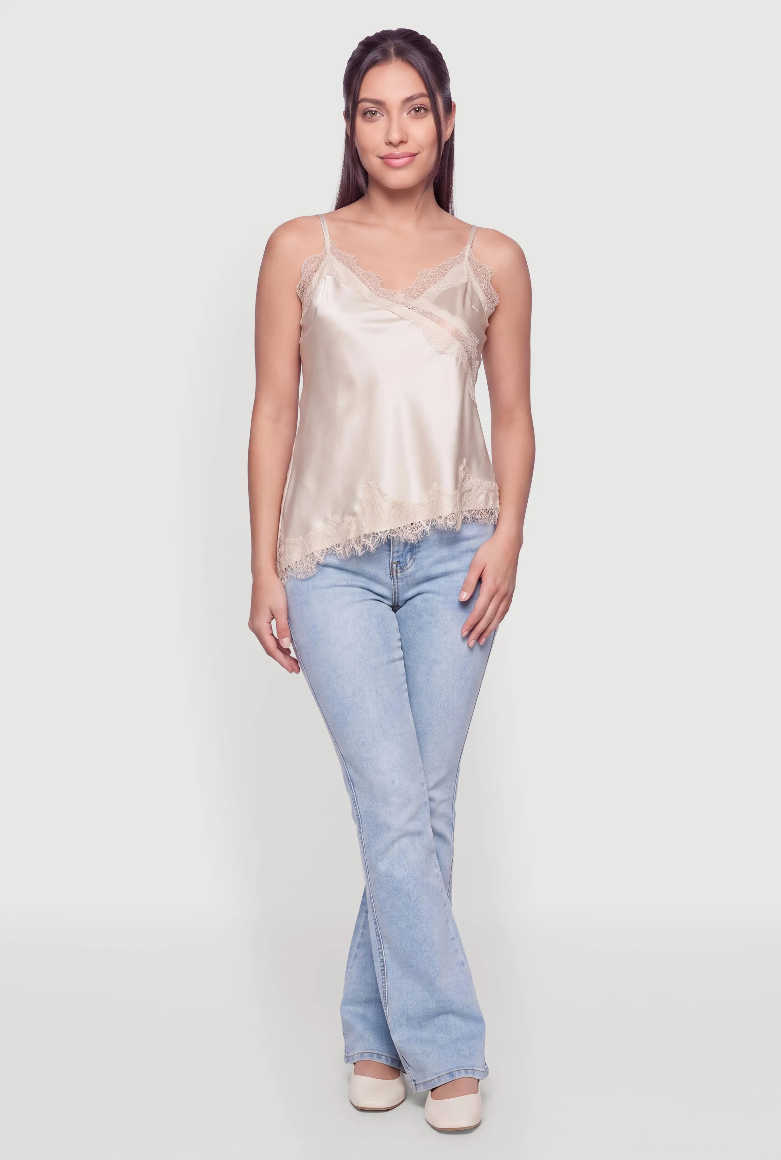 Lace Trim Satin V-Neck Cami sold by Rainbow product image thumbnail 5