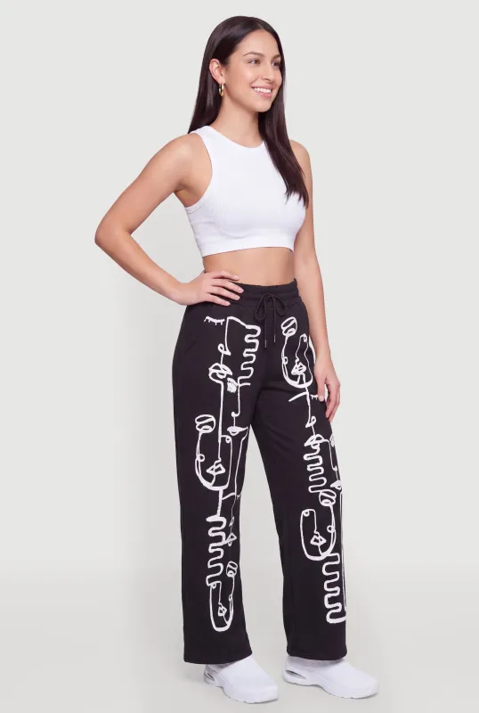 Abstract Print Drawstring Waist Pants made by Rainbow