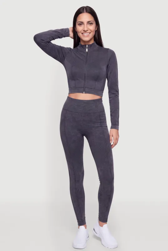 High Waisted Acid Wash Seamless Active Leggings made by Rainbow
