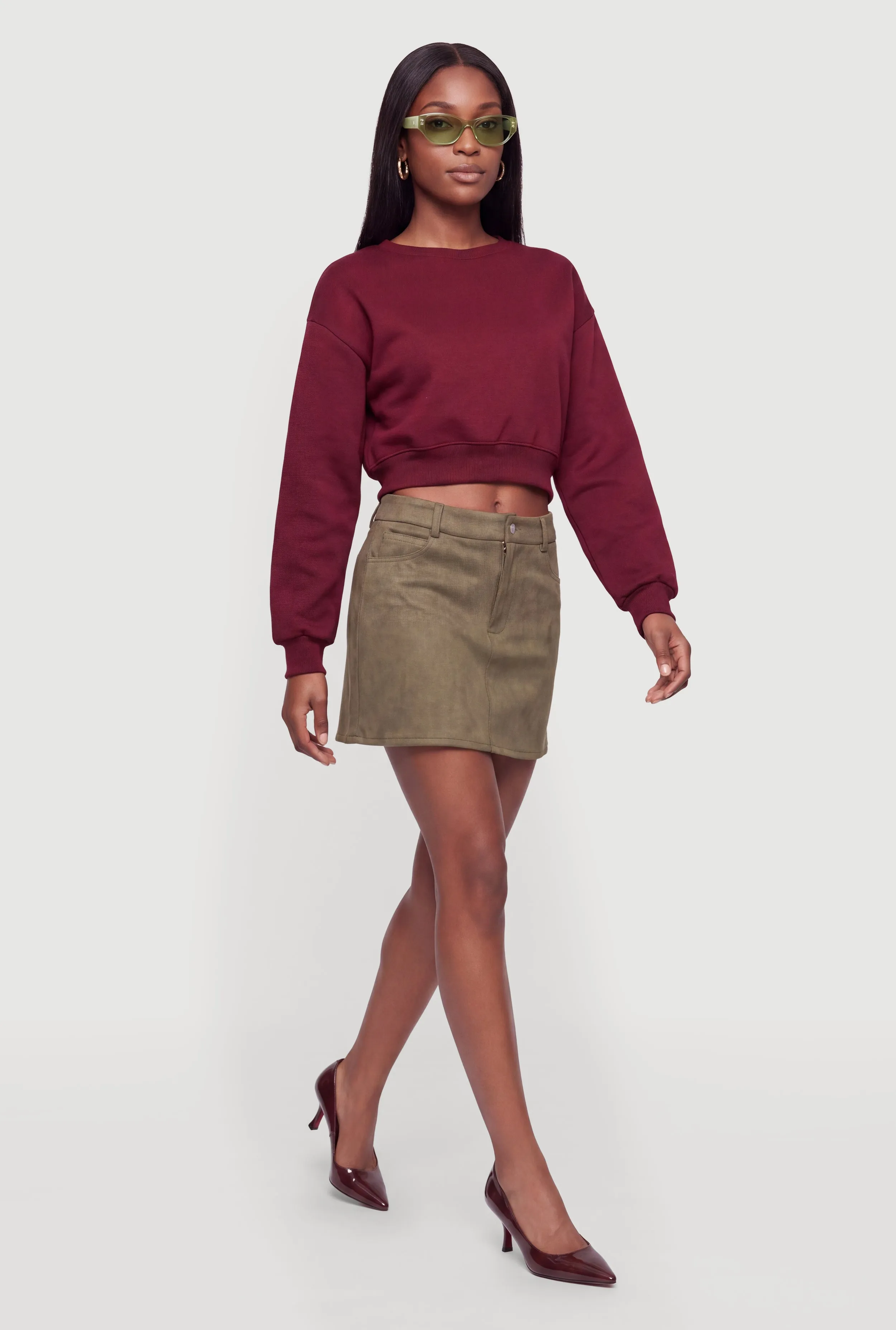 Faux Suede High Waisted Pencil Skirt sold by Rainbow