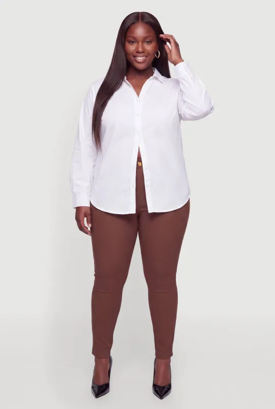 Plus Size Solid Skinny Leg Pants made by Rainbow