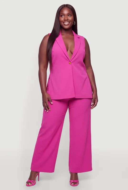 Plus Size Metallic One Button Dress Pants made by Rainbow