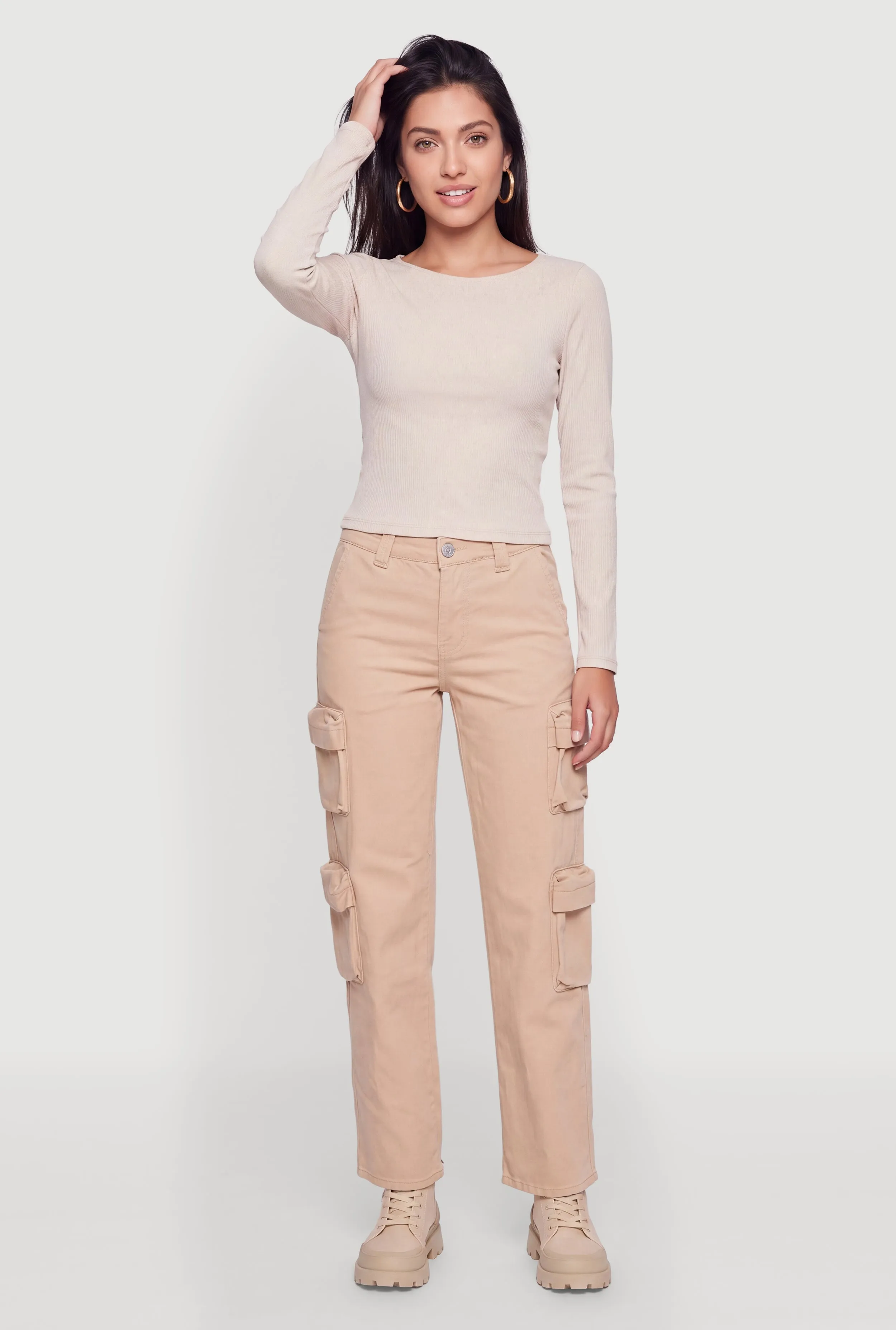 Mid Rise Straight Leg Cargo Pocket Pants sold by Rainbow product image thumbnail 3