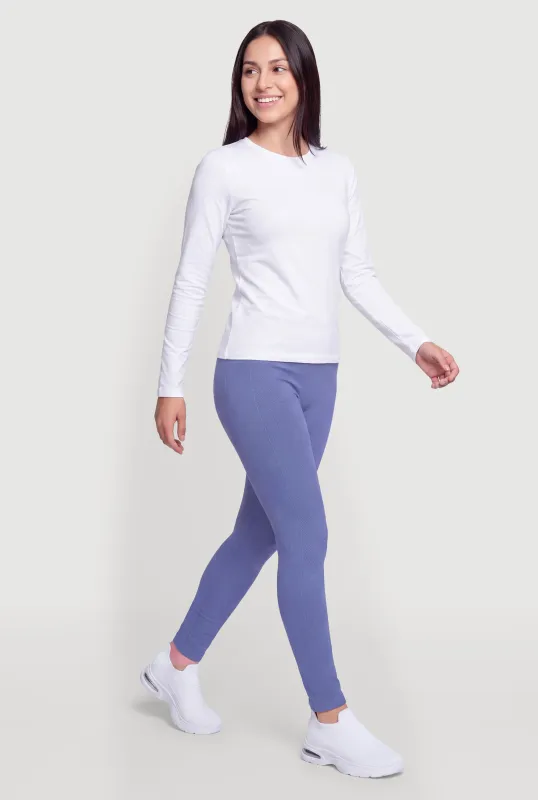Fleece Lined Compression Rib Seamless Leggings made by Rainbow