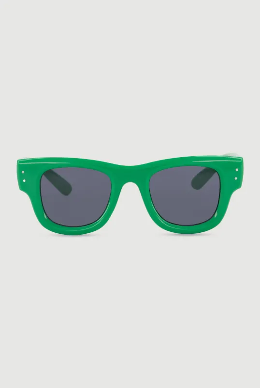 Chunky Solid Frame Sunglasses made by Rainbow