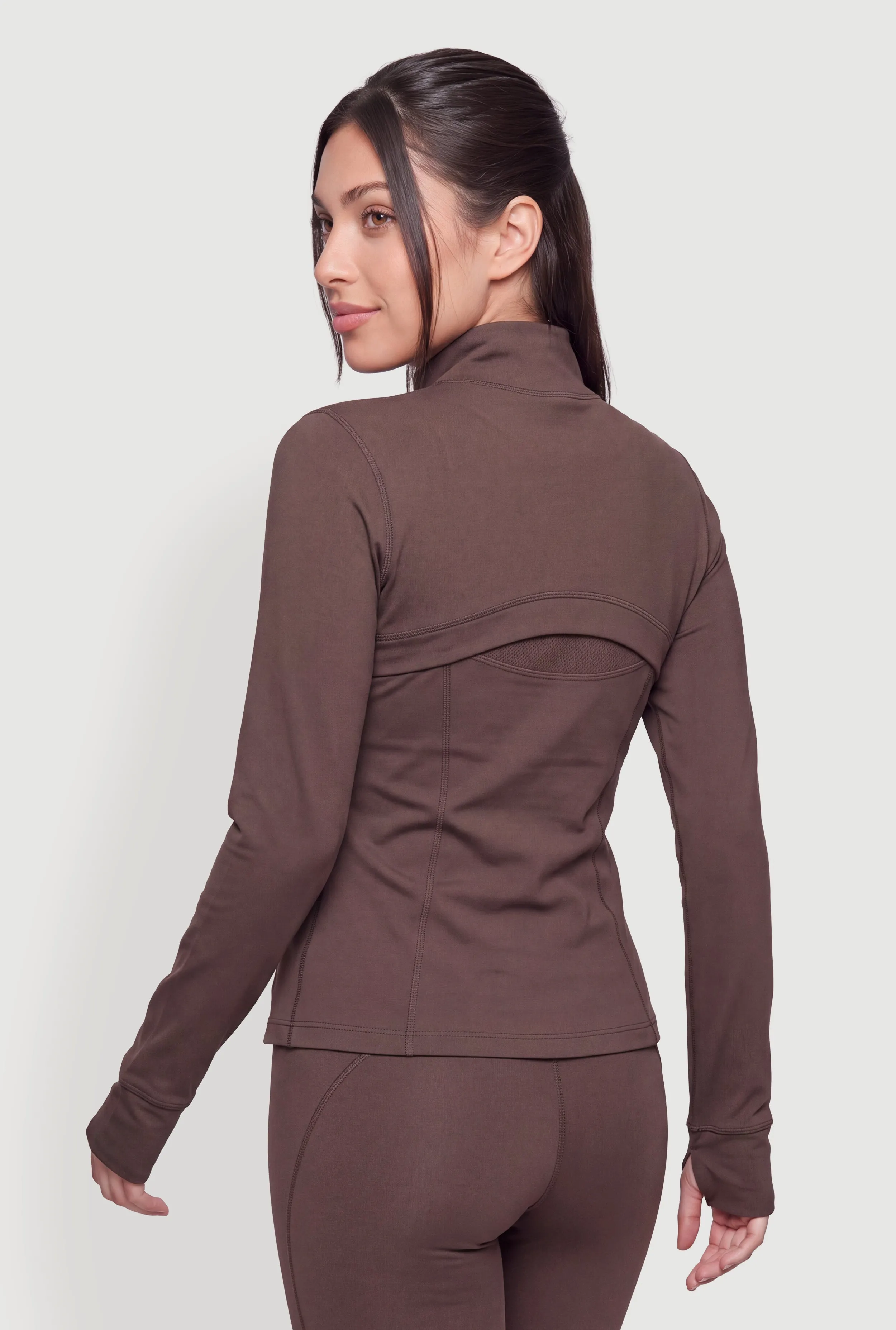 Mock Neck Zip Front Active Jacket with Thumb Holes sold by Rainbow product image thumbnail 5