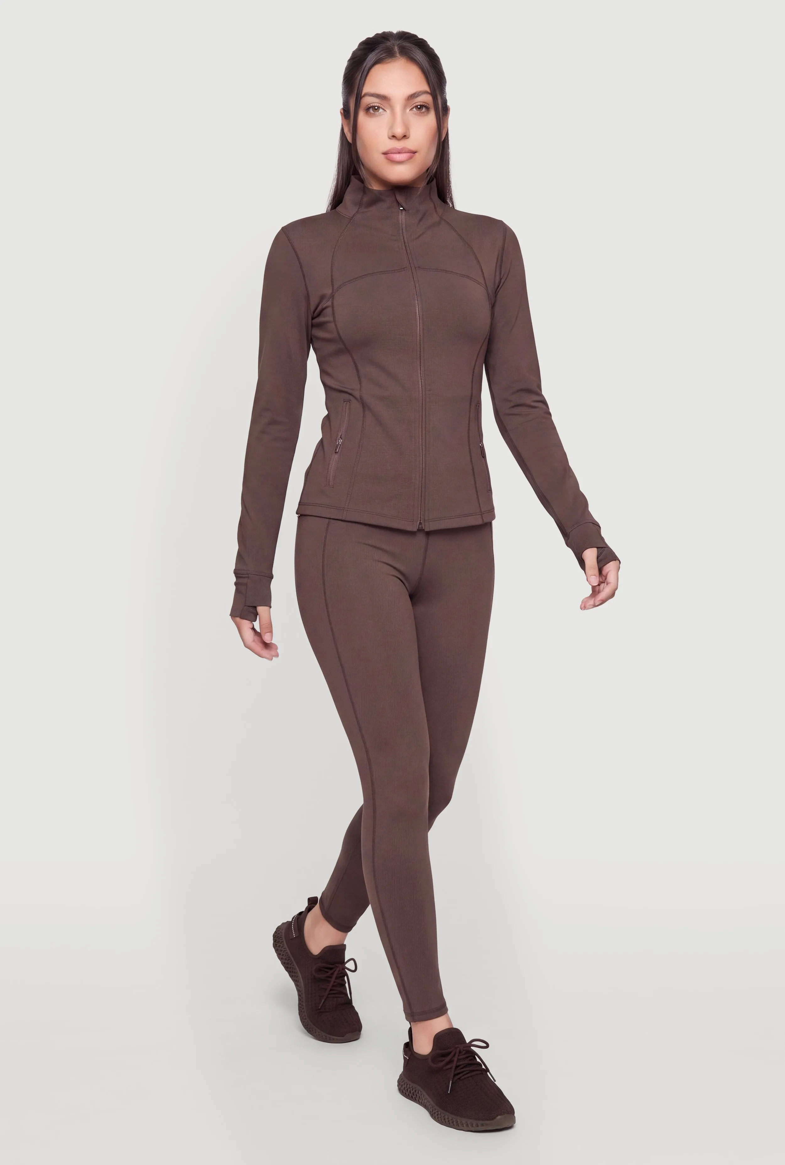 Mock Neck Zip Front Active Jacket with Thumb Holes sold by Rainbow product image thumbnail 2