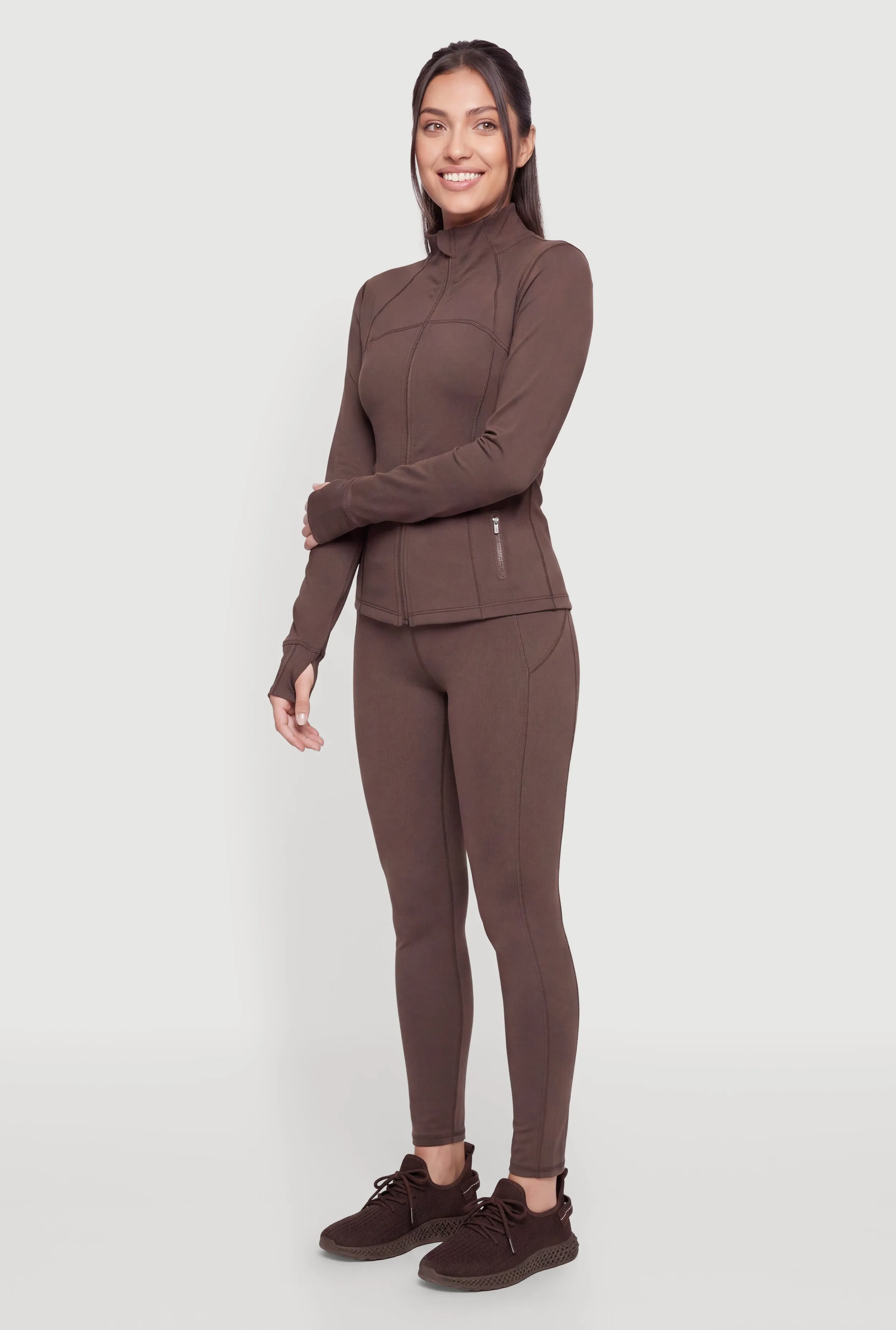 Mock Neck Zip Front Active Jacket with Thumb Holes sold by Rainbow product image thumbnail 3