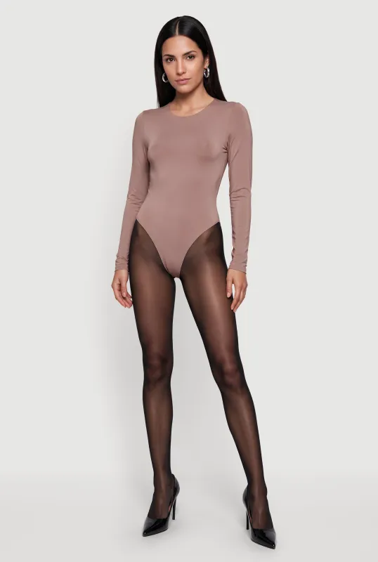 Long Sleeve Crew Neck Thong Bodysuit made by Rainbow