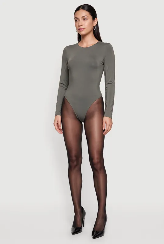 Long Sleeve Crew Neck Thong Bodysuit made by Rainbow