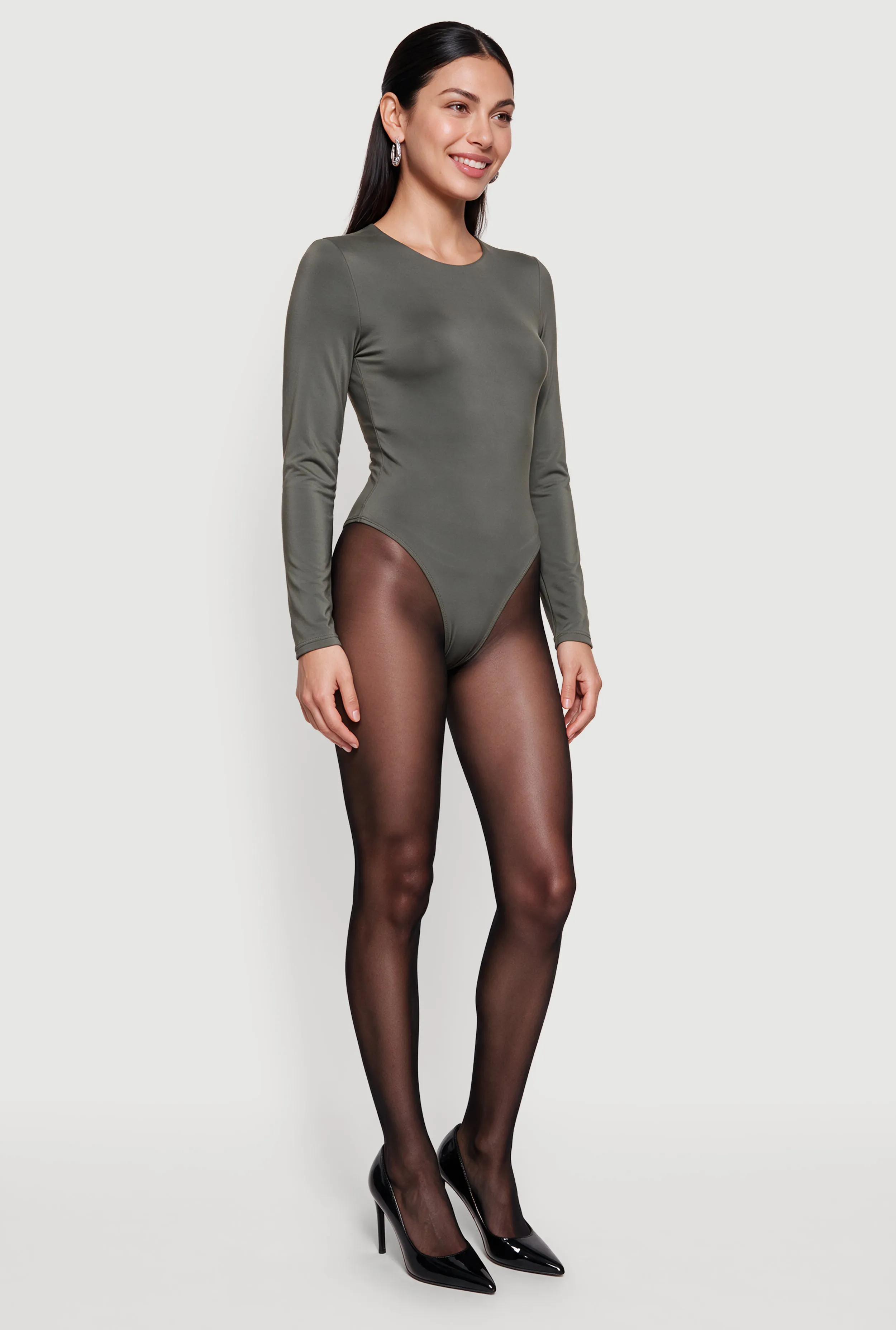 Long Sleeve Crew Neck Thong Bodysuit sold by Rainbow product image thumbnail 3