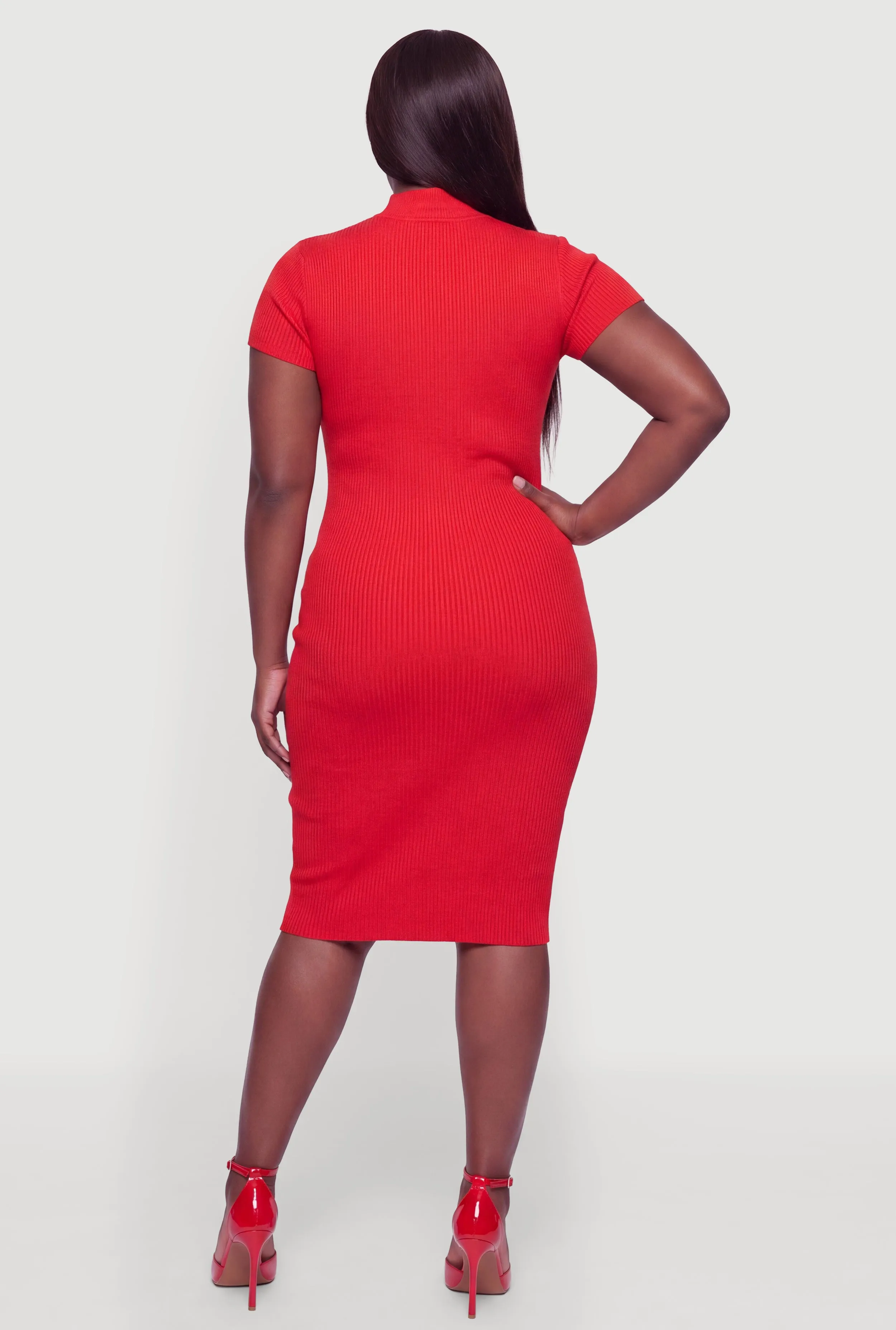 Plus Size Metallic Detail Short Sleeve Sweater Dress sold by Rainbow product image thumbnail 3
