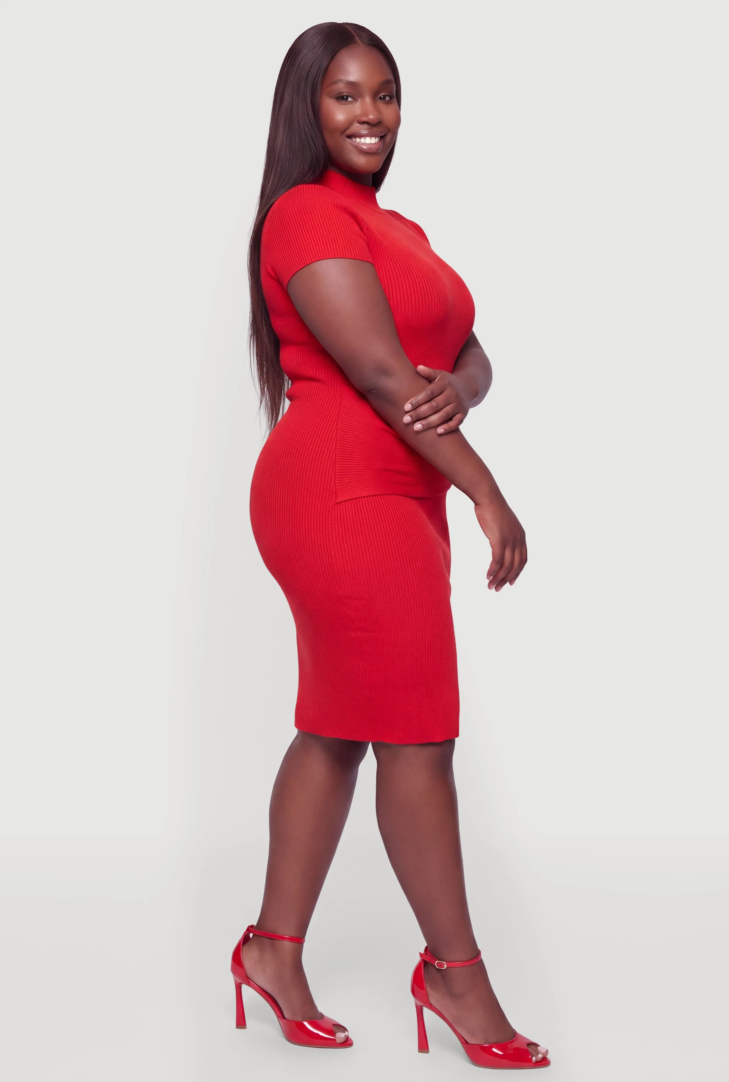Plus Size Metallic Detail Short Sleeve Sweater Dress sold by Rainbow product image thumbnail 2
