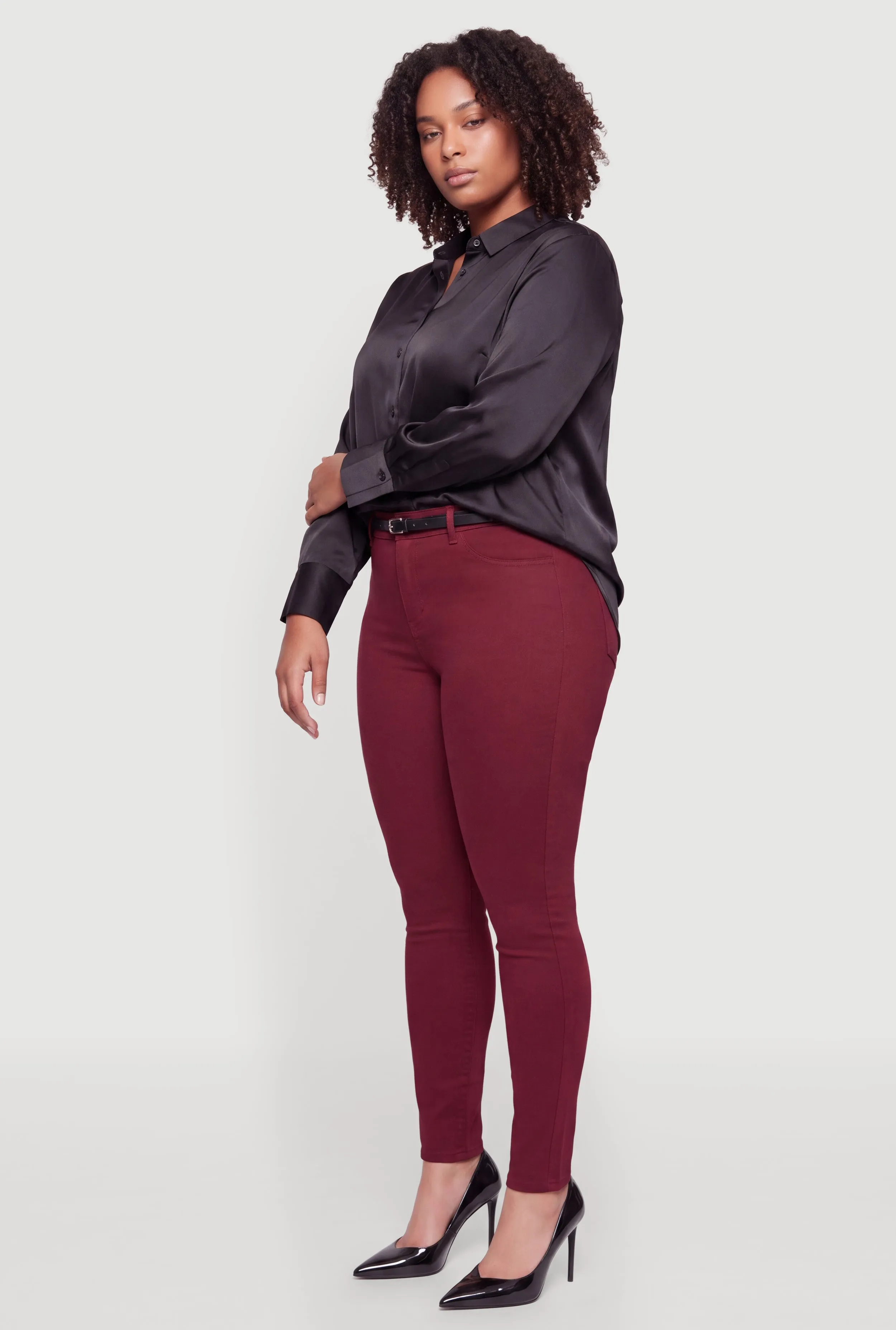 Plus Size High Waist Pull On Belted Dress Pants sold by Rainbow product image thumbnail 2