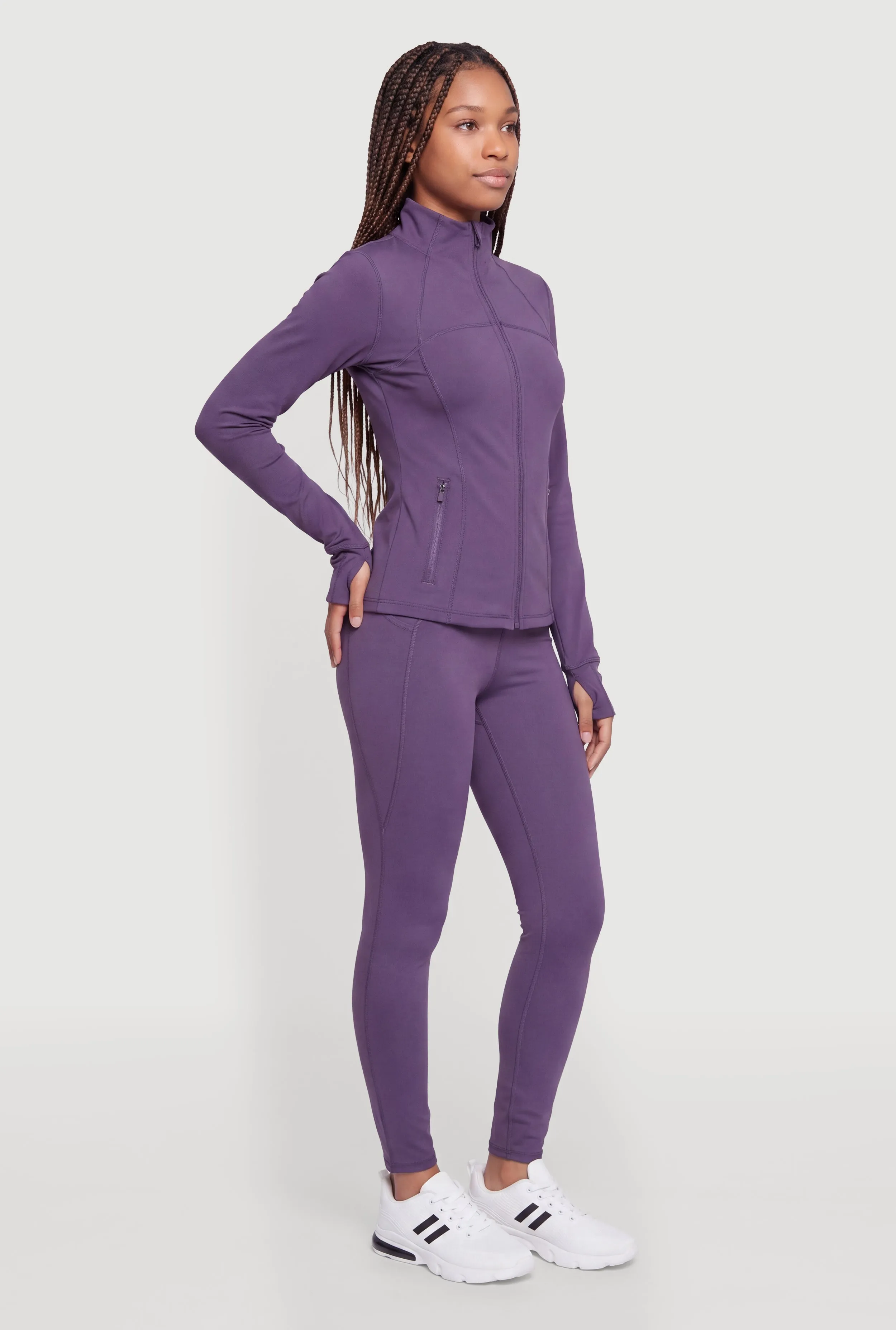 Mock Neck Zip Front Active Jacket with Thumb Holes sold by Rainbow product image thumbnail 3