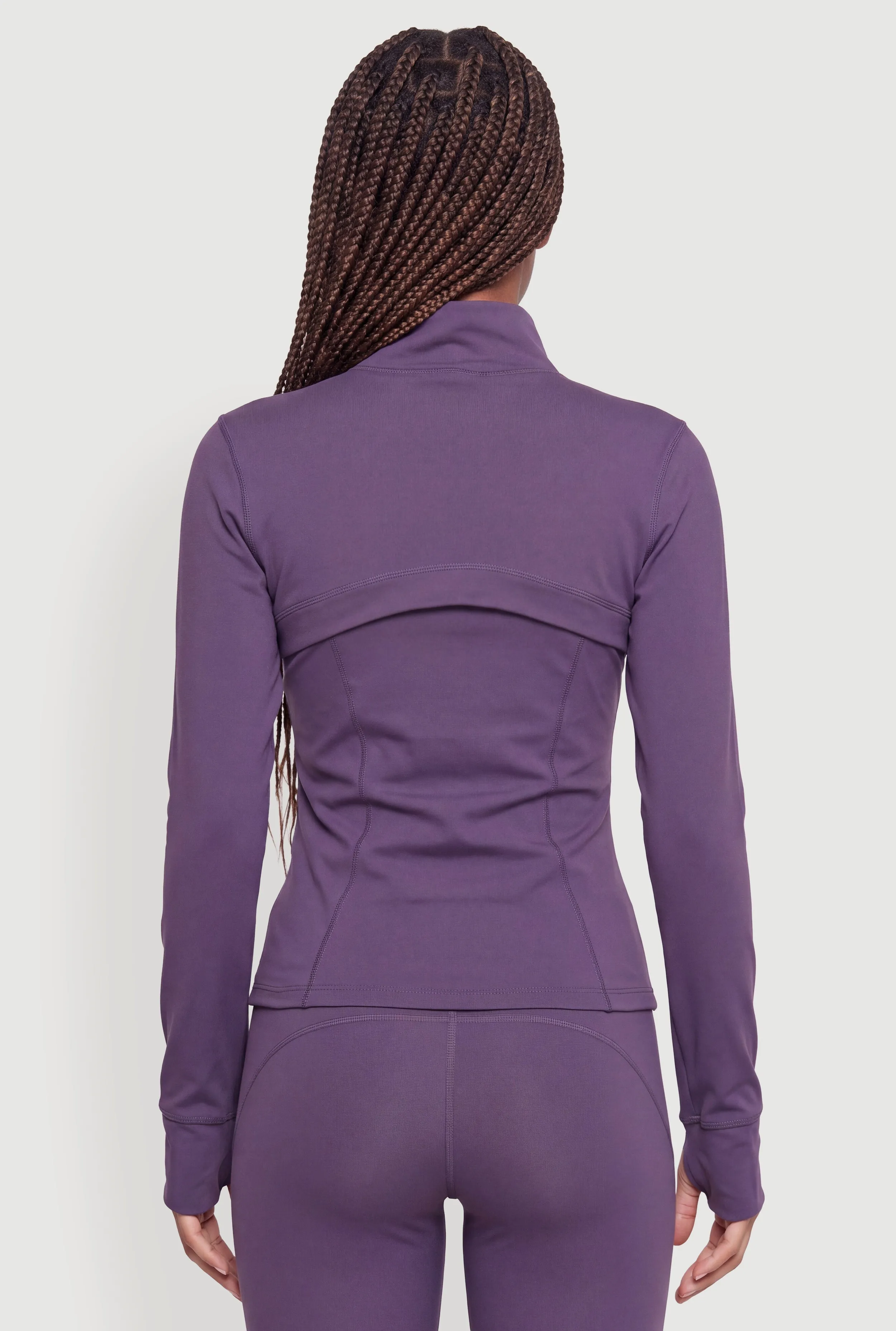Mock Neck Zip Front Active Jacket with Thumb Holes sold by Rainbow product image thumbnail 5