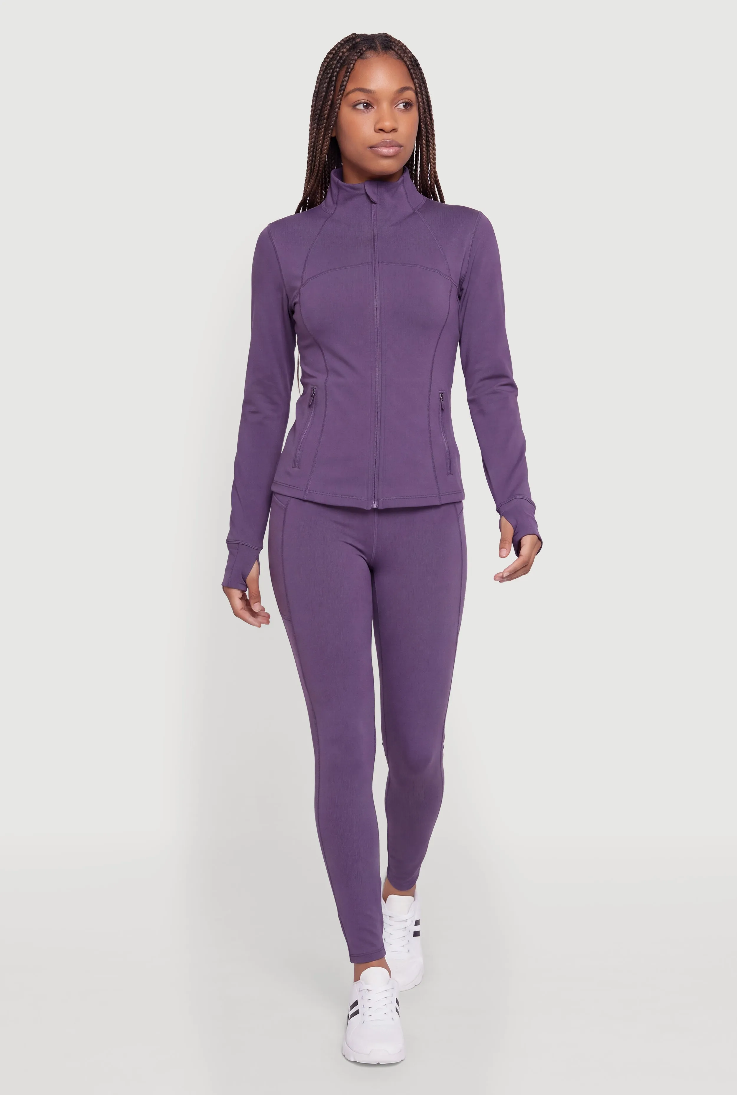Mock Neck Zip Front Active Jacket with Thumb Holes sold by Rainbow product image thumbnail 2